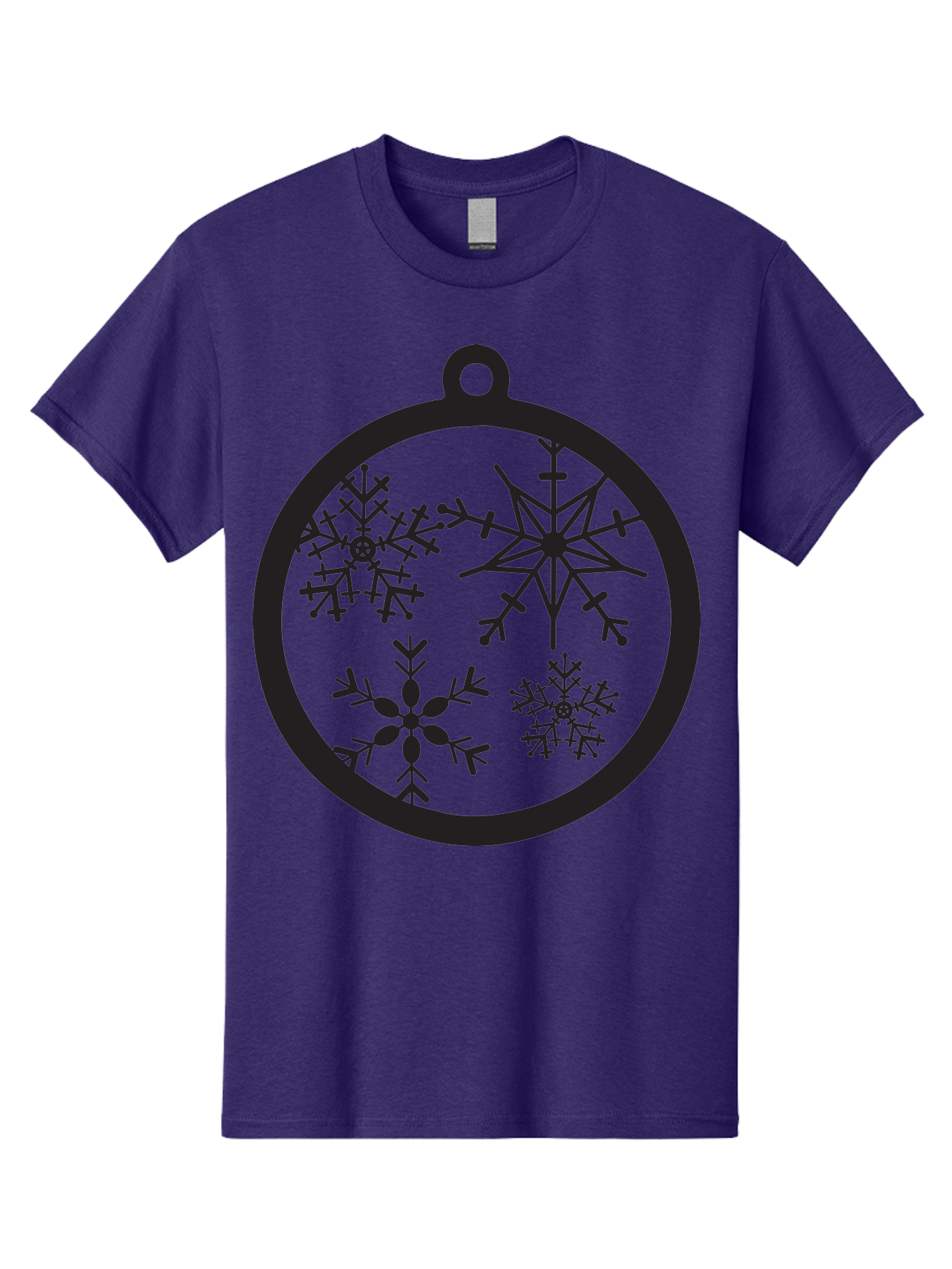 Snowflakes-Ornament-2 Men'S Graphic Tee, 100% Cotton, Comfortable Casual Summer Wear, Machine Washable, Snowflakes, Winter Decoration, Christmas Ornament, Festive Design, Holiday Decor, Black Silhouette, Intricate Patterns, Snowflake Art, Aad177