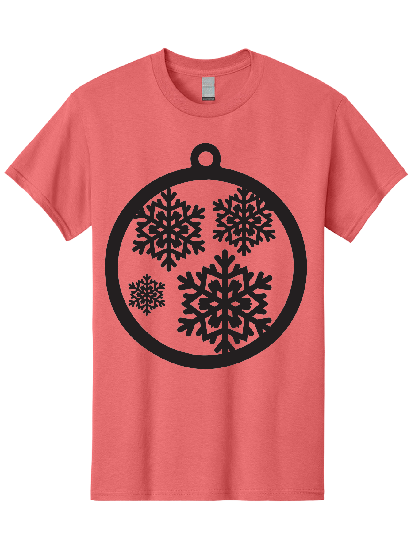 Snowflakes-Ornament Men'S Graphic Tee, 100% Cotton, Comfortable Casual Summer Wear, Machine Washable, Black Christmas Bauble, Snowflakes, Festive Decoration, Holiday Ornament, Winter Wonderland, Seasonal Decor, Black Silhouette, Aad178