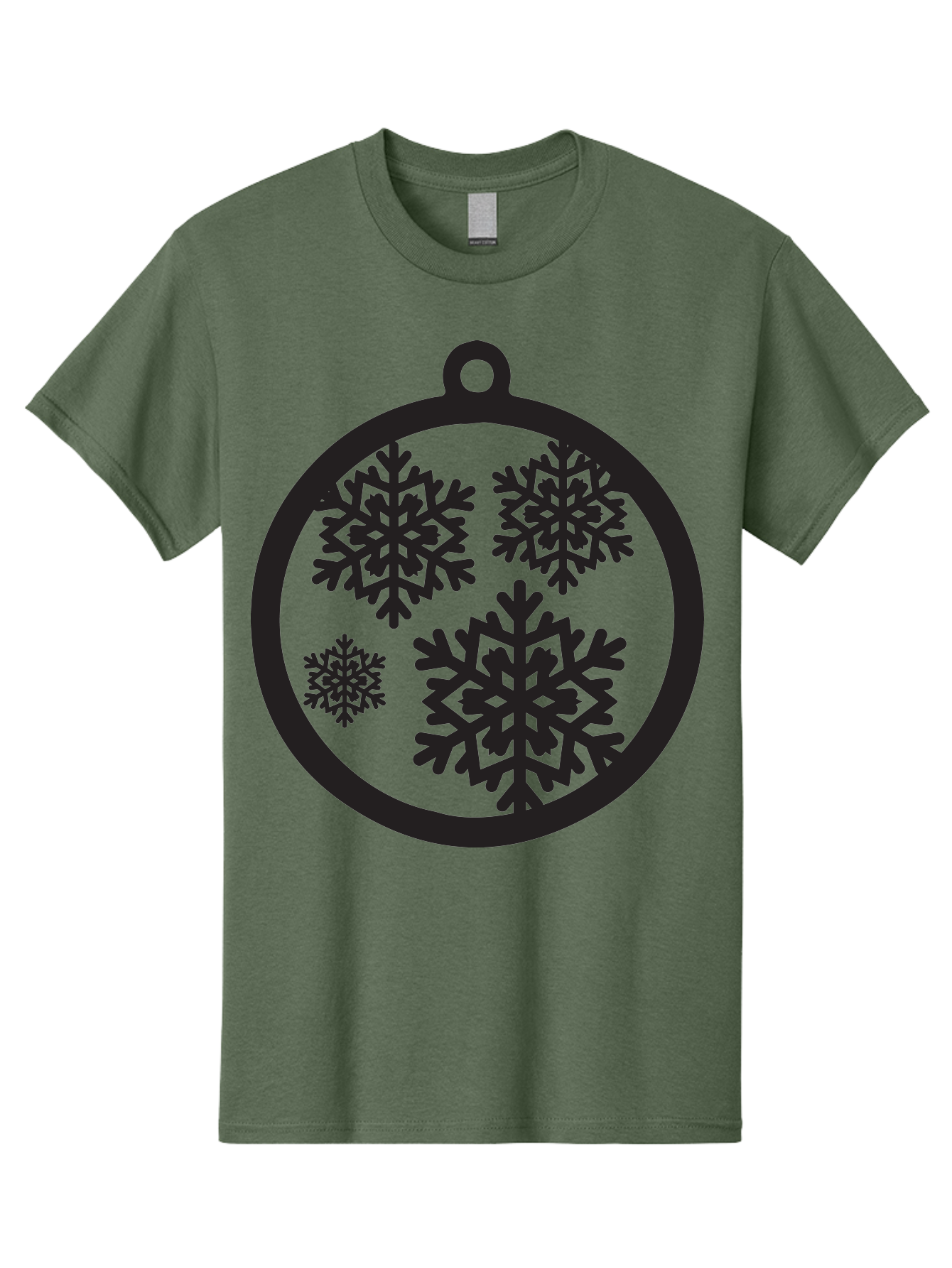 Snowflakes-Ornament Men'S Graphic Tee, 100% Cotton, Comfortable Casual Summer Wear, Machine Washable, Black Christmas Bauble, Snowflakes, Festive Decoration, Holiday Ornament, Winter Wonderland, Seasonal Decor, Black Silhouette, Aad178