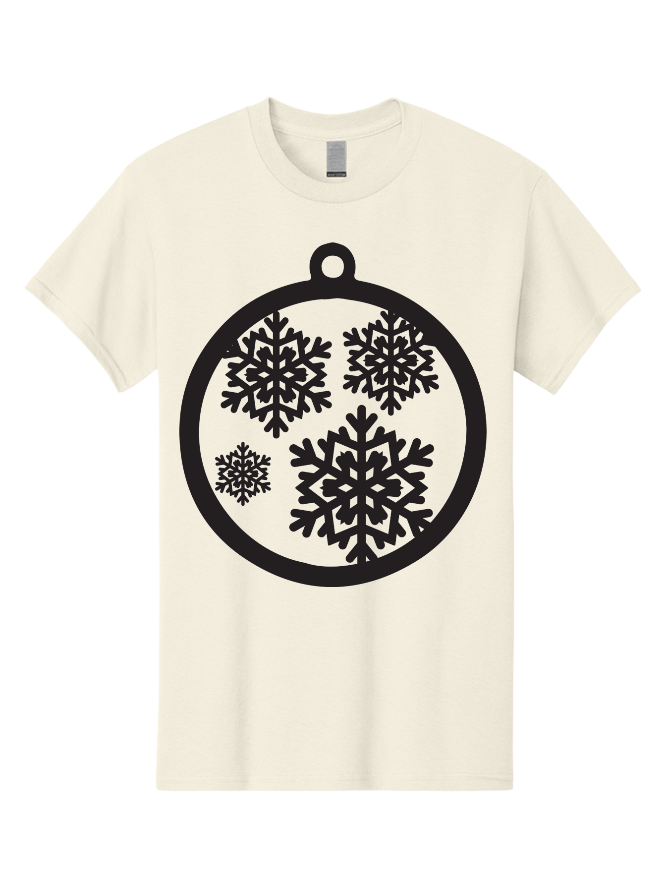 Snowflakes-Ornament Men'S Graphic Tee, 100% Cotton, Comfortable Casual Summer Wear, Machine Washable, Black Christmas Bauble, Snowflakes, Festive Decoration, Holiday Ornament, Winter Wonderland, Seasonal Decor, Black Silhouette, Aad178