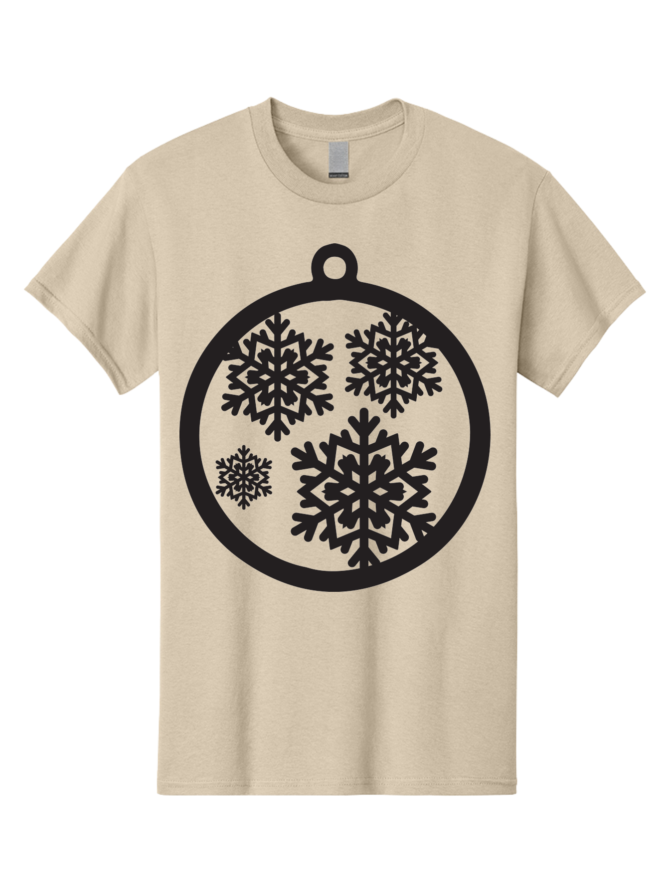 Snowflakes-Ornament Men'S Graphic Tee, 100% Cotton, Comfortable Casual Summer Wear, Machine Washable, Black Christmas Bauble, Snowflakes, Festive Decoration, Holiday Ornament, Winter Wonderland, Seasonal Decor, Black Silhouette, Aad178