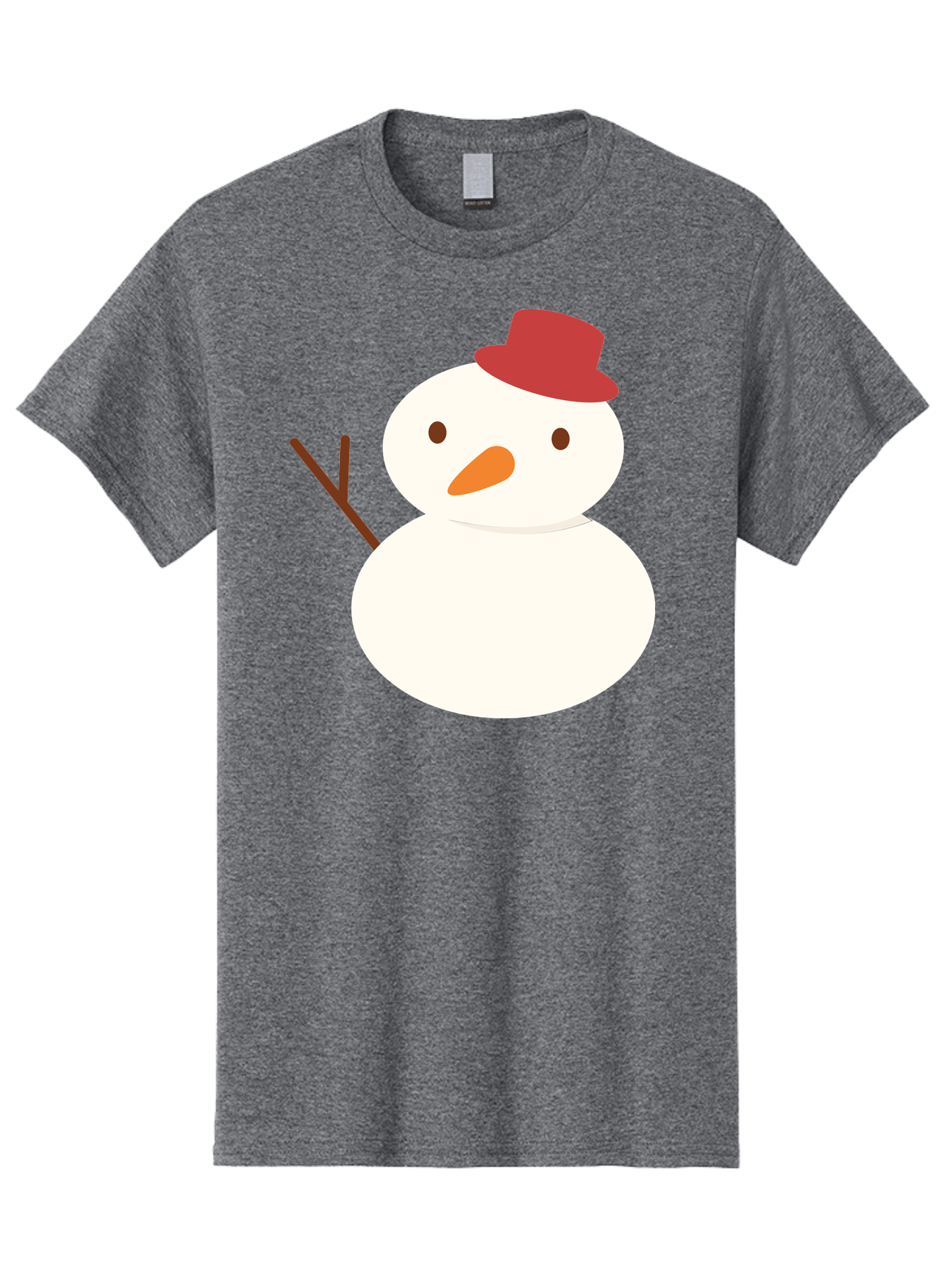 Snowman Men'S Graphic Tee, 100% Cotton, Comfortable Casual Summer Wear, Machine Washable, Snowman Character, Winter Icon, Snowman Illustration, Red Hat, Orange Nose, Stick Arms, Cartoon Snowman, Frosty Friend, Simple Snowman Design, Aad181