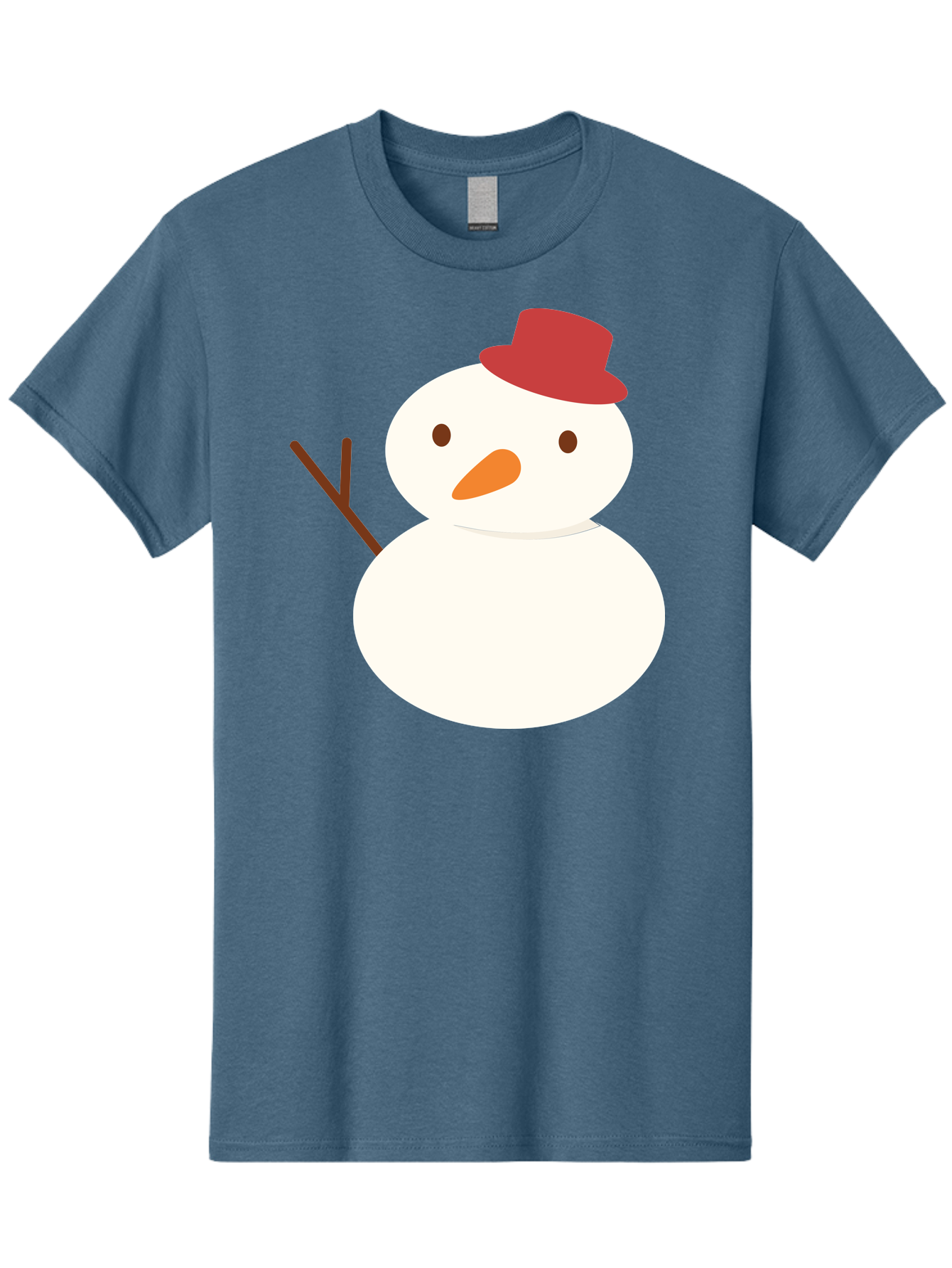 Snowman Men'S Graphic Tee, 100% Cotton, Comfortable Casual Summer Wear, Machine Washable, Snowman Character, Winter Icon, Snowman Illustration, Red Hat, Orange Nose, Stick Arms, Cartoon Snowman, Frosty Friend, Simple Snowman Design, Aad181