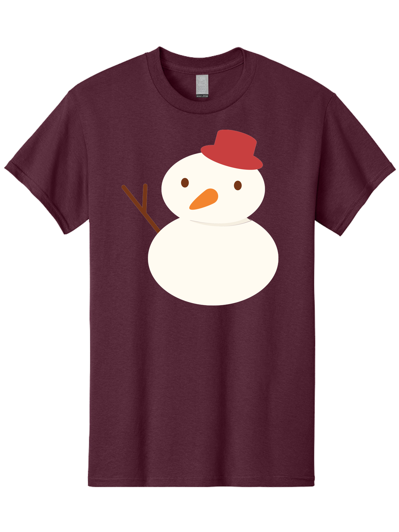Snowman Men'S Graphic Tee, 100% Cotton, Comfortable Casual Summer Wear, Machine Washable, Snowman Character, Winter Icon, Snowman Illustration, Red Hat, Orange Nose, Stick Arms, Cartoon Snowman, Frosty Friend, Simple Snowman Design, Aad181