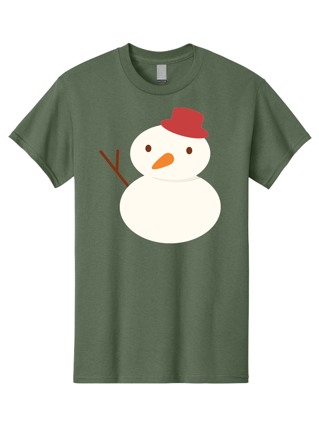 Snowman Men'S Graphic Tee, 100% Cotton, Comfortable Casual Summer Wear, Machine Washable, Snowman Character, Winter Icon, Snowman Illustration, Red Hat, Orange Nose, Stick Arms, Cartoon Snowman, Frosty Friend, Simple Snowman Design, Aad181