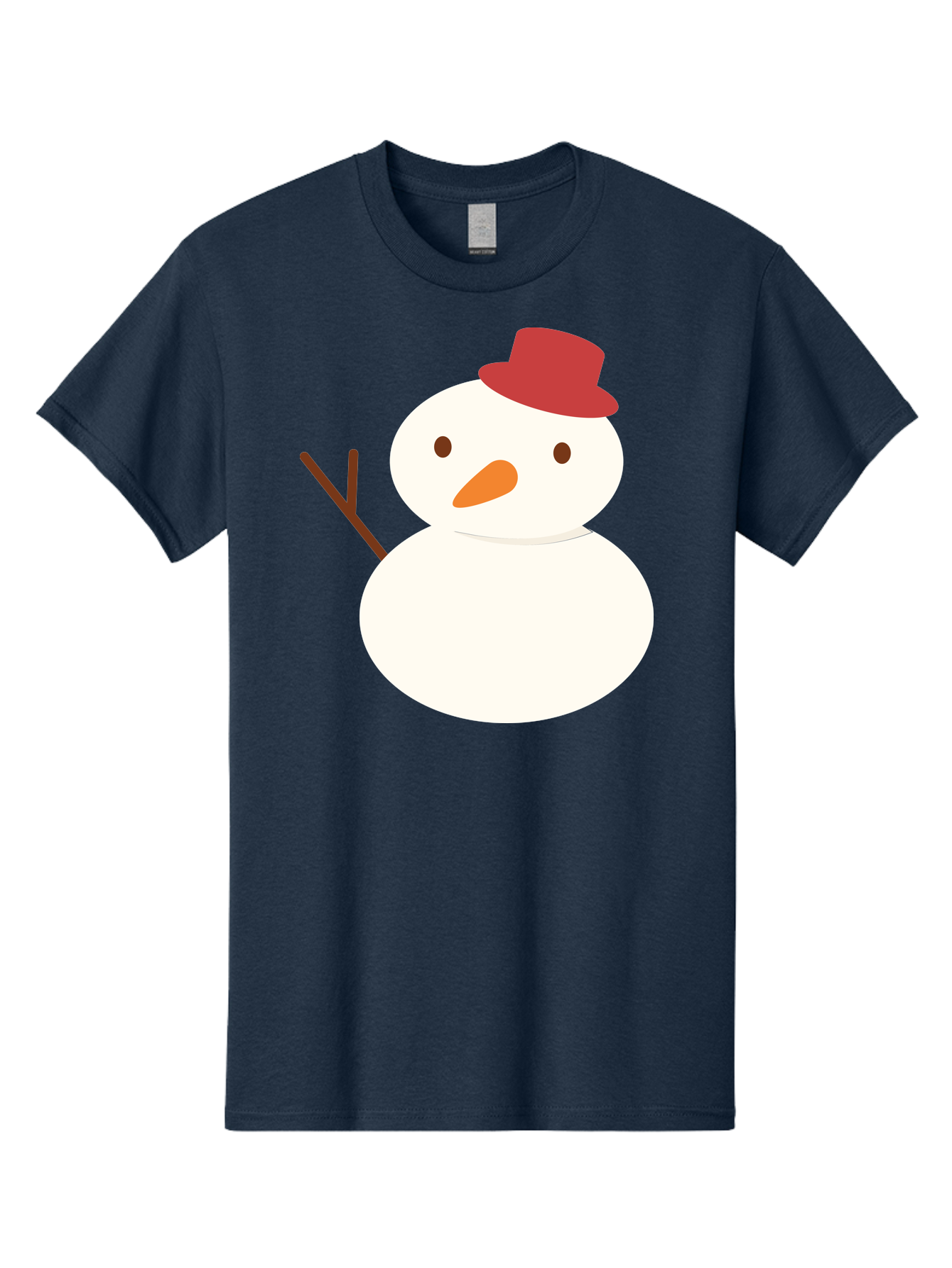 Snowman Men'S Graphic Tee, 100% Cotton, Comfortable Casual Summer Wear, Machine Washable, Snowman Character, Winter Icon, Snowman Illustration, Red Hat, Orange Nose, Stick Arms, Cartoon Snowman, Frosty Friend, Simple Snowman Design, Aad181