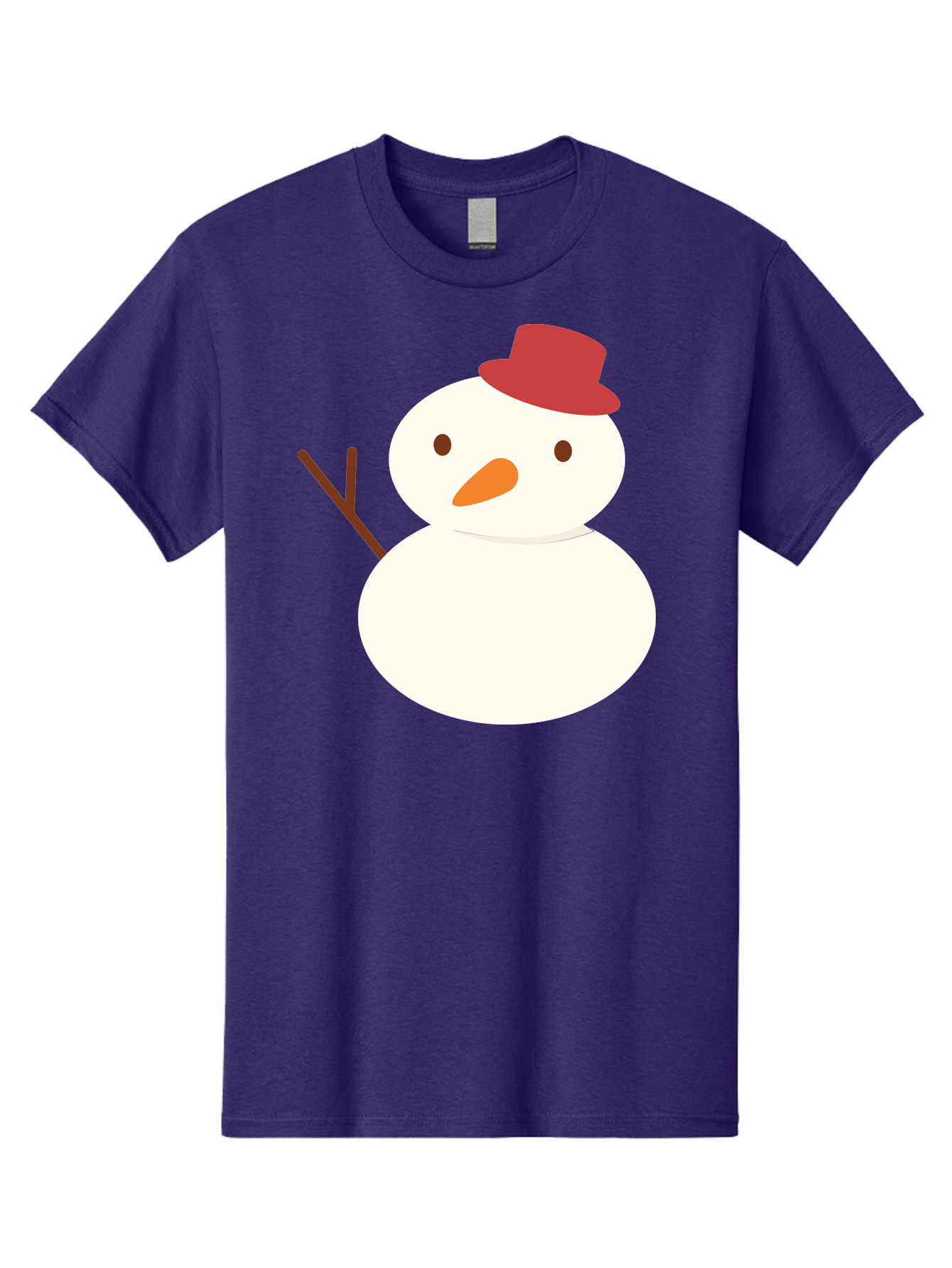 Snowman Men'S Graphic Tee, 100% Cotton, Comfortable Casual Summer Wear, Machine Washable, Snowman Character, Winter Icon, Snowman Illustration, Red Hat, Orange Nose, Stick Arms, Cartoon Snowman, Frosty Friend, Simple Snowman Design, Aad181