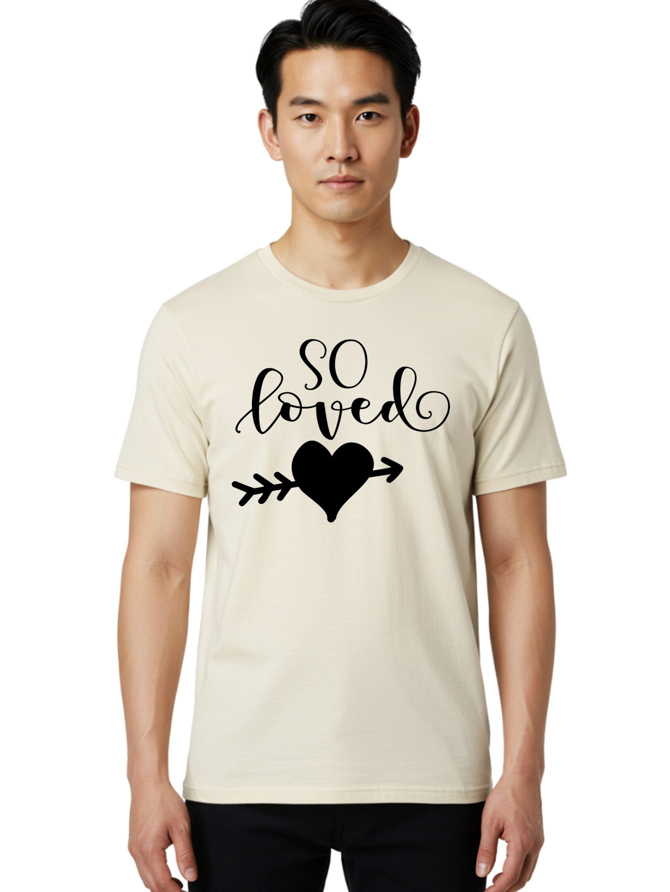So-Loved Men'S Graphic Tee, 100% Cotton, Comfortable Casual Summer Wear, Machine Washable, Love Quote, Heart With Arrow, Valentines Day, Romantic Symbol, Love Message, Tender Feeling, Heartwarming, Love Inspiration Aad182