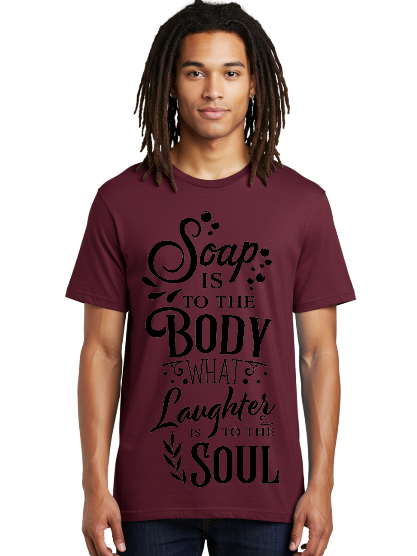 Soap-Is-To-The-Body Men'S Graphic Tee, 100% Cotton, Comfortable Casual Summer Wear, Machine Washable, Soap, Body Care, Laughter, Soul, Wellness, Self-Care, Relaxation, Happiness, Positive Vibes, Cleanliness Aad184