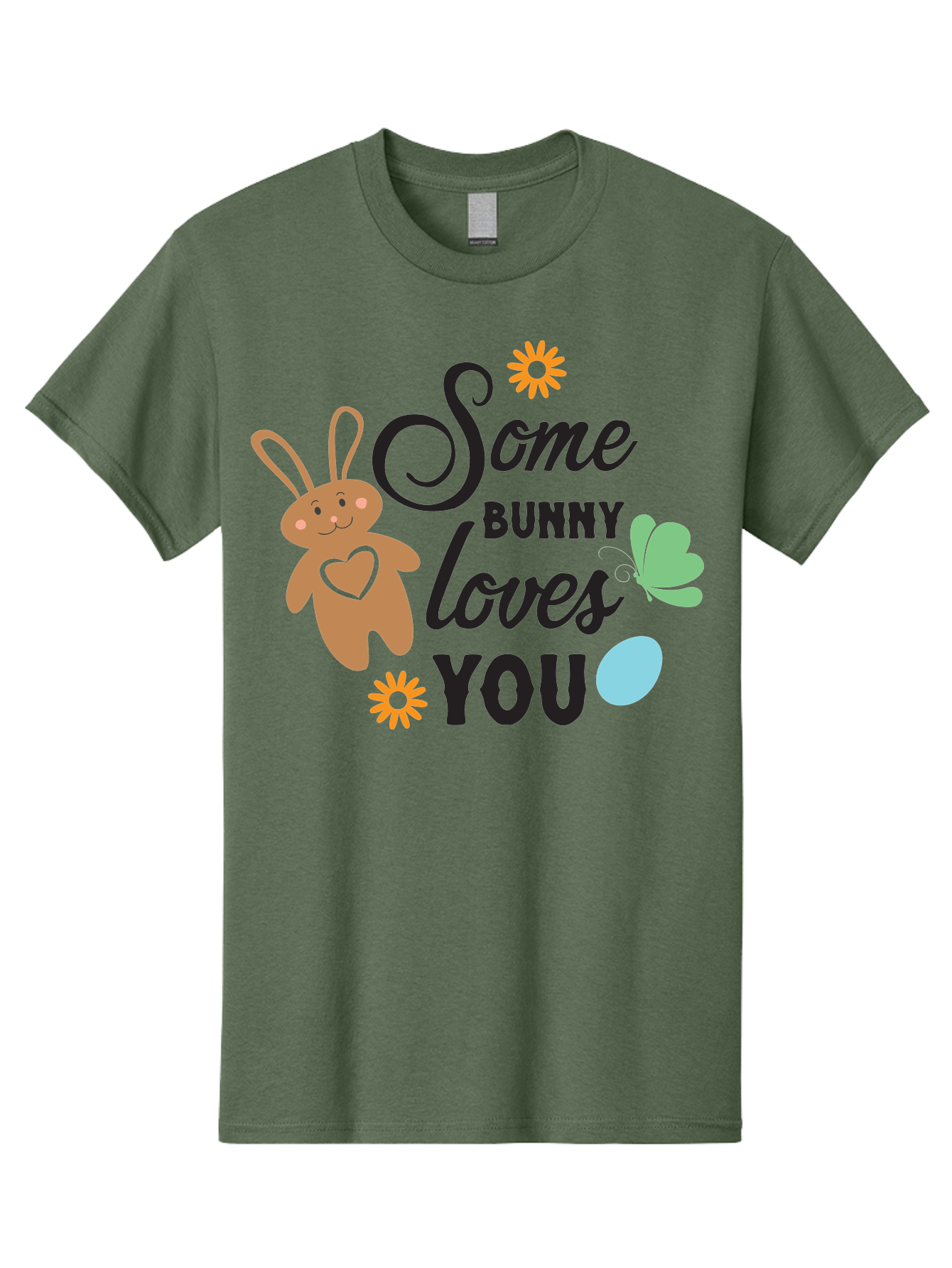 Some-Bunny-Loves-You Men'S Graphic Tee, 100% Cotton, Comfortable Casual Summer Wear, Machine Washable, Easter Bunny, Love Message, Cute Cartoons, Hearts, Spring Theme, Easter Eggs, Festive Designs, Adorable Bunnies, Spring Decorations Aad186