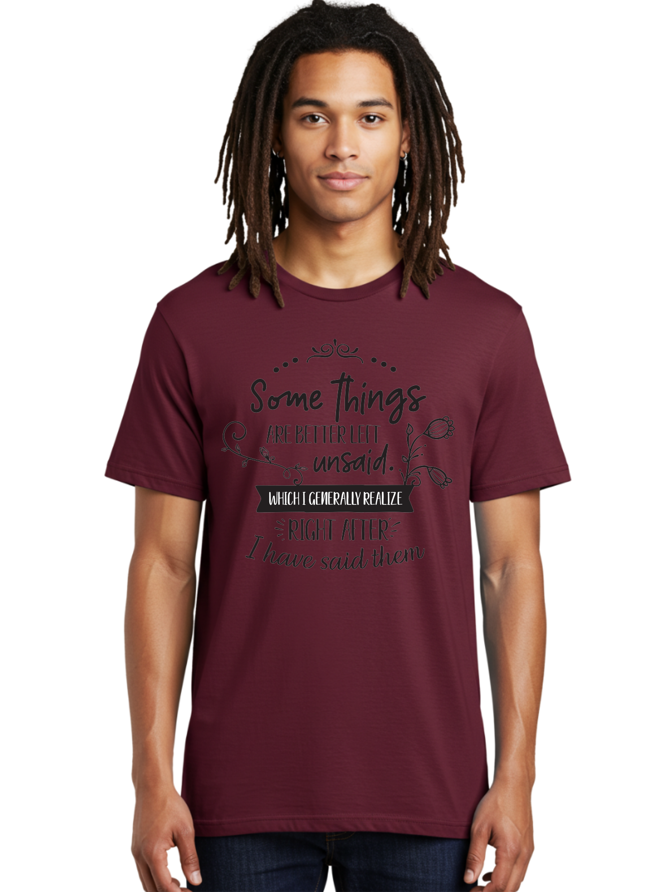 Some-Things-Are-Better-Left-Unsaid Men'S Graphic Tee, 100% Cotton, Comfortable Casual Summer Wear, Machine Washable, Funny Quote, Inspirational Saying, Witty Phrase, Thought-Provoking Words, Reflective Humor, Clever Remark, Insightful Message, Aad189