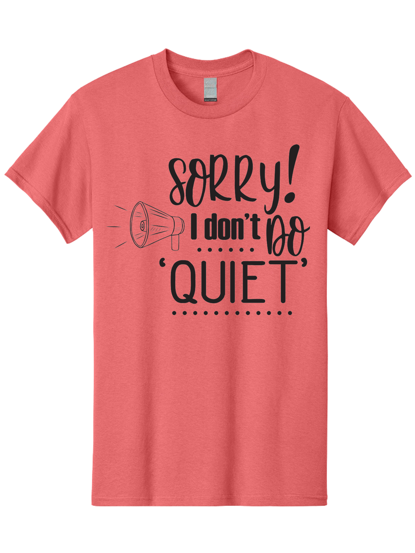 Sorry-I-Don-T-Do-Quiet Men'S Graphic Tee, 100% Cotton, Comfortable Casual Summer Wear, Machine Washable, Humorous Quote, Funny Saying, Loud Personality, Megaphone Illustration, Playful Typography, Quirky Humor, Bold Statement, Loud And Proud Aad190
