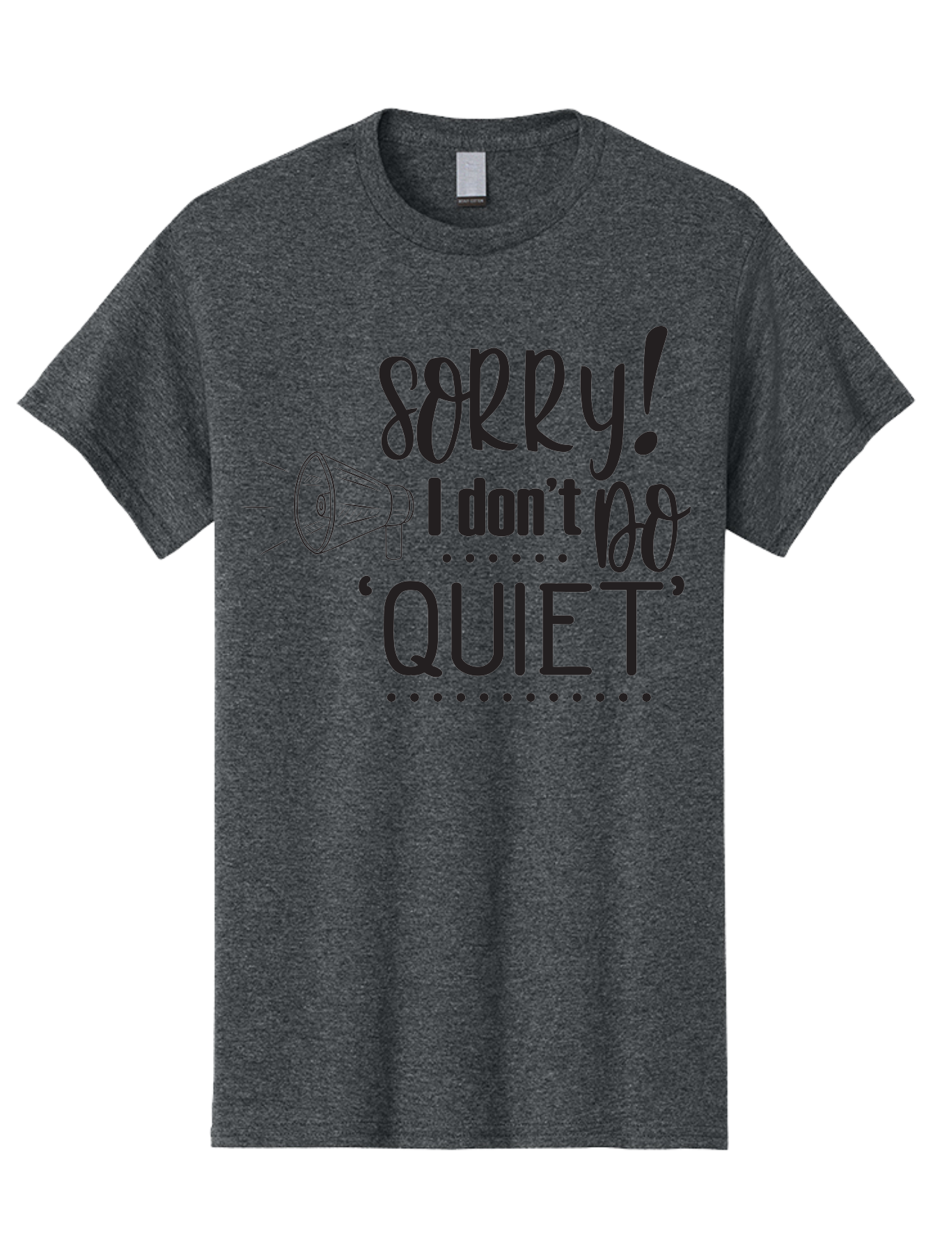 Sorry-I-Don-T-Do-Quiet Men'S Graphic Tee, 100% Cotton, Comfortable Casual Summer Wear, Machine Washable, Humorous Quote, Funny Saying, Loud Personality, Megaphone Illustration, Playful Typography, Quirky Humor, Bold Statement, Loud And Proud Aad190
