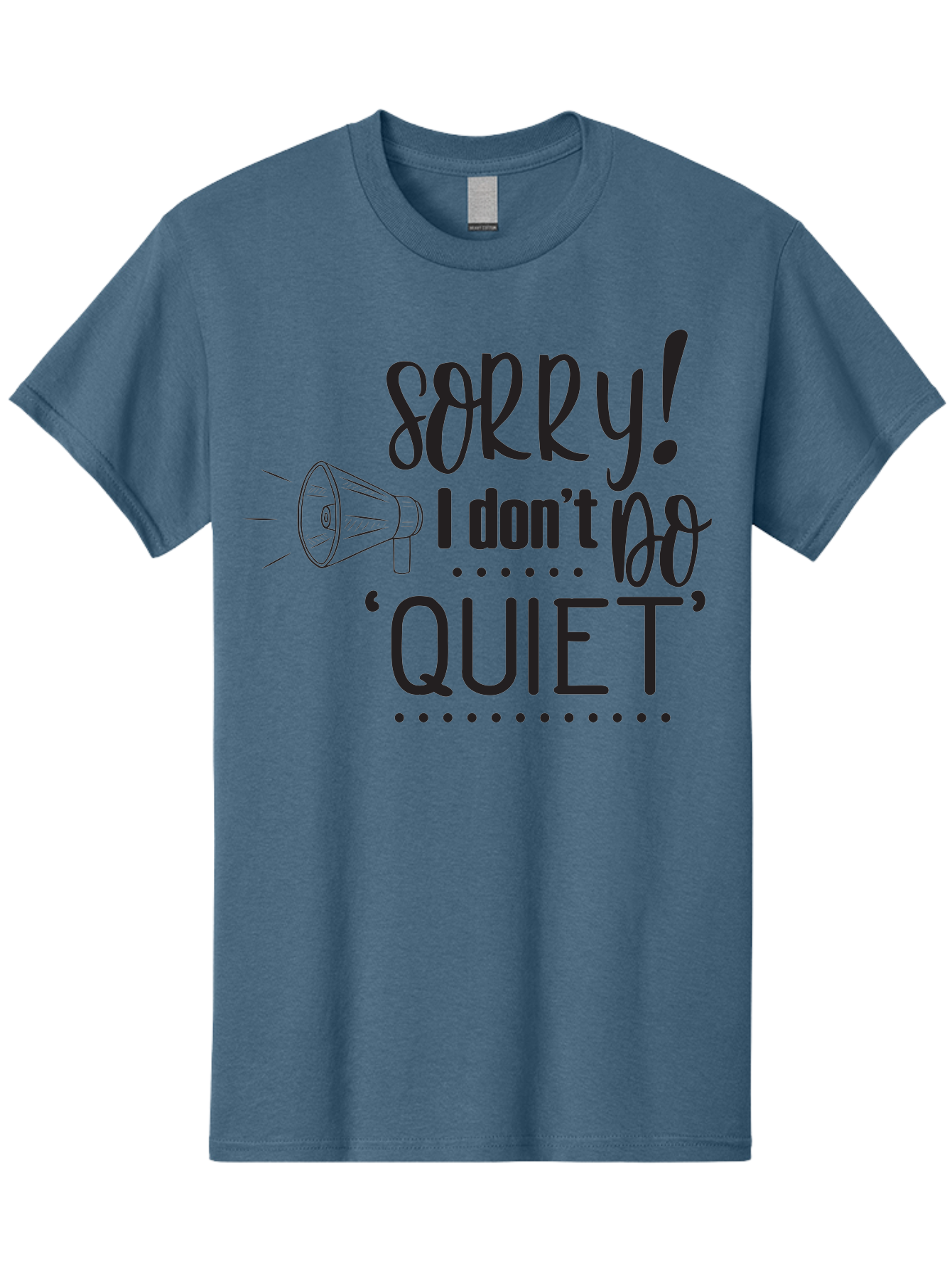 Sorry-I-Don-T-Do-Quiet Men'S Graphic Tee, 100% Cotton, Comfortable Casual Summer Wear, Machine Washable, Humorous Quote, Funny Saying, Loud Personality, Megaphone Illustration, Playful Typography, Quirky Humor, Bold Statement, Loud And Proud Aad190
