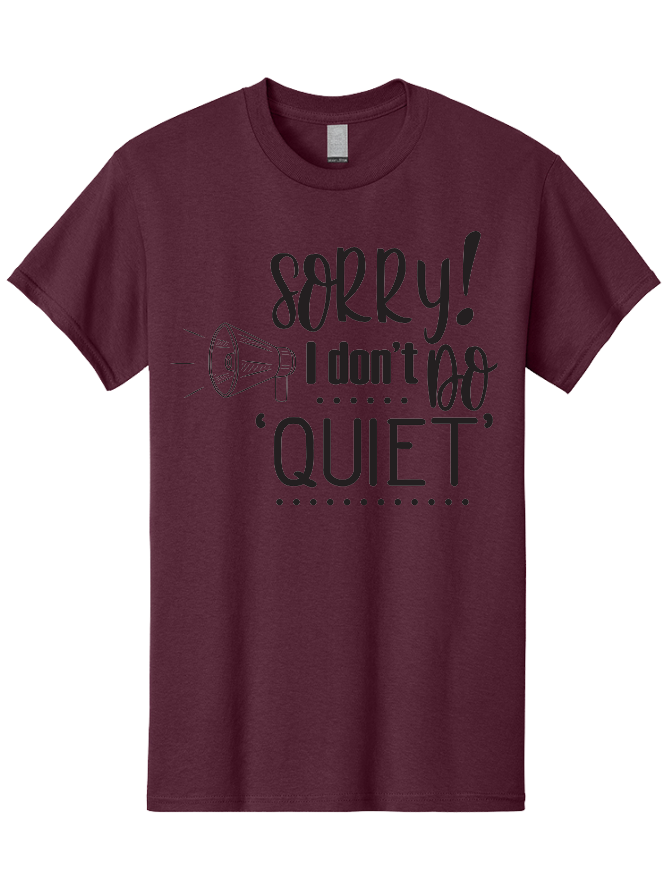 Sorry-I-Don-T-Do-Quiet Men'S Graphic Tee, 100% Cotton, Comfortable Casual Summer Wear, Machine Washable, Humorous Quote, Funny Saying, Loud Personality, Megaphone Illustration, Playful Typography, Quirky Humor, Bold Statement, Loud And Proud Aad190