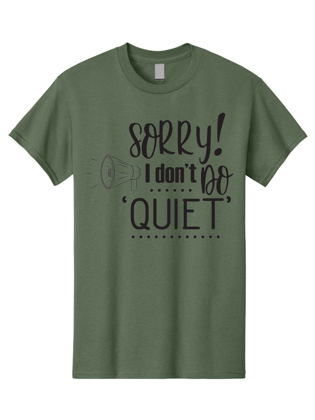 Sorry-I-Don-T-Do-Quiet Men'S Graphic Tee, 100% Cotton, Comfortable Casual Summer Wear, Machine Washable, Humorous Quote, Funny Saying, Loud Personality, Megaphone Illustration, Playful Typography, Quirky Humor, Bold Statement, Loud And Proud Aad190