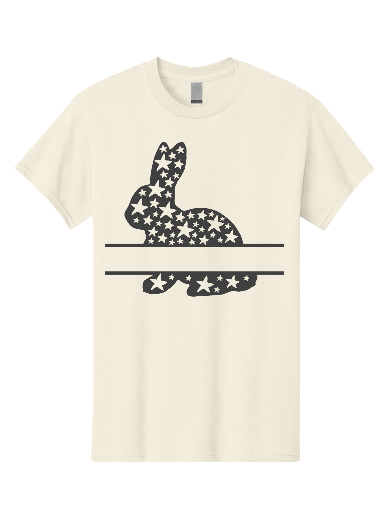 Star-Bunny Men'S Graphic Tee, 100% Cotton, Comfortable Casual Summer Wear, Machine Washable, Rabbit Silhouette, Decorative Stars, Minimalist Design, Modern Art, Artistic Expression, Star Pattern, Cute Rabbit Aad195