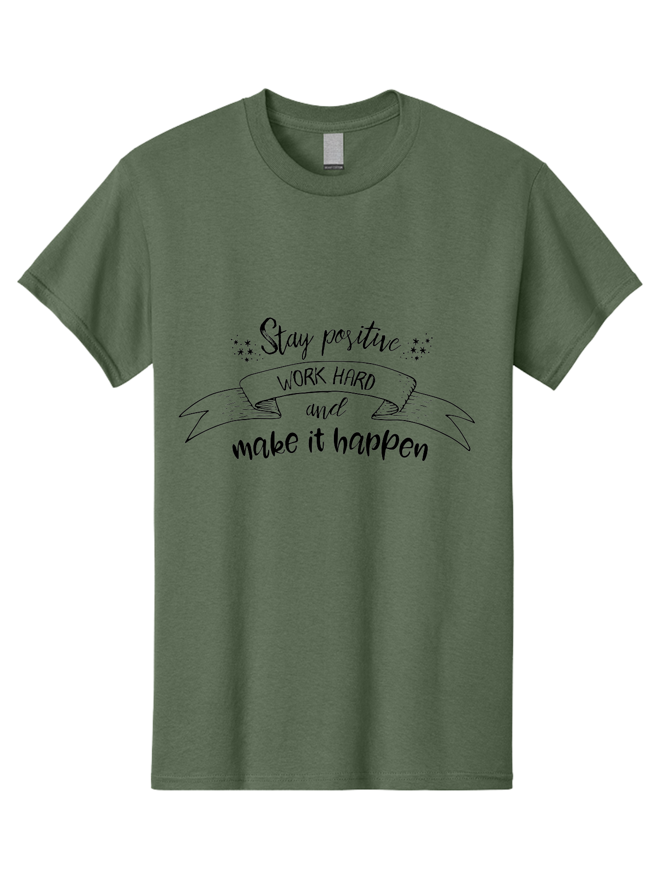 Stay-Positive-Work-Hard Men'S Graphic Tee, 100% Cotton, Comfortable Casual Summer Wear, Machine Washable, Motivational Quote, Inspirational Message, Stay Positive, Work Hard, Make It Happen, Success Mindset, Positive Vibes, Aad201