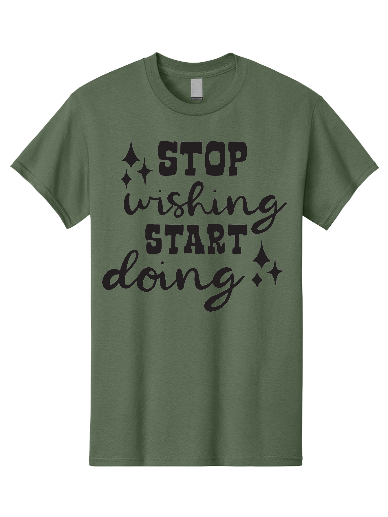 Stop-Wishing-Start-Doing Men'S Graphic Tee, 100% Cotton, Comfortable Casual Summer Wear, Machine Washable, Motivational Quote, Inspiration, Stop Wishing Start Doing, Goal Setting, Productivity Tips, Success Mindset, Positive Affirmation, Aad202