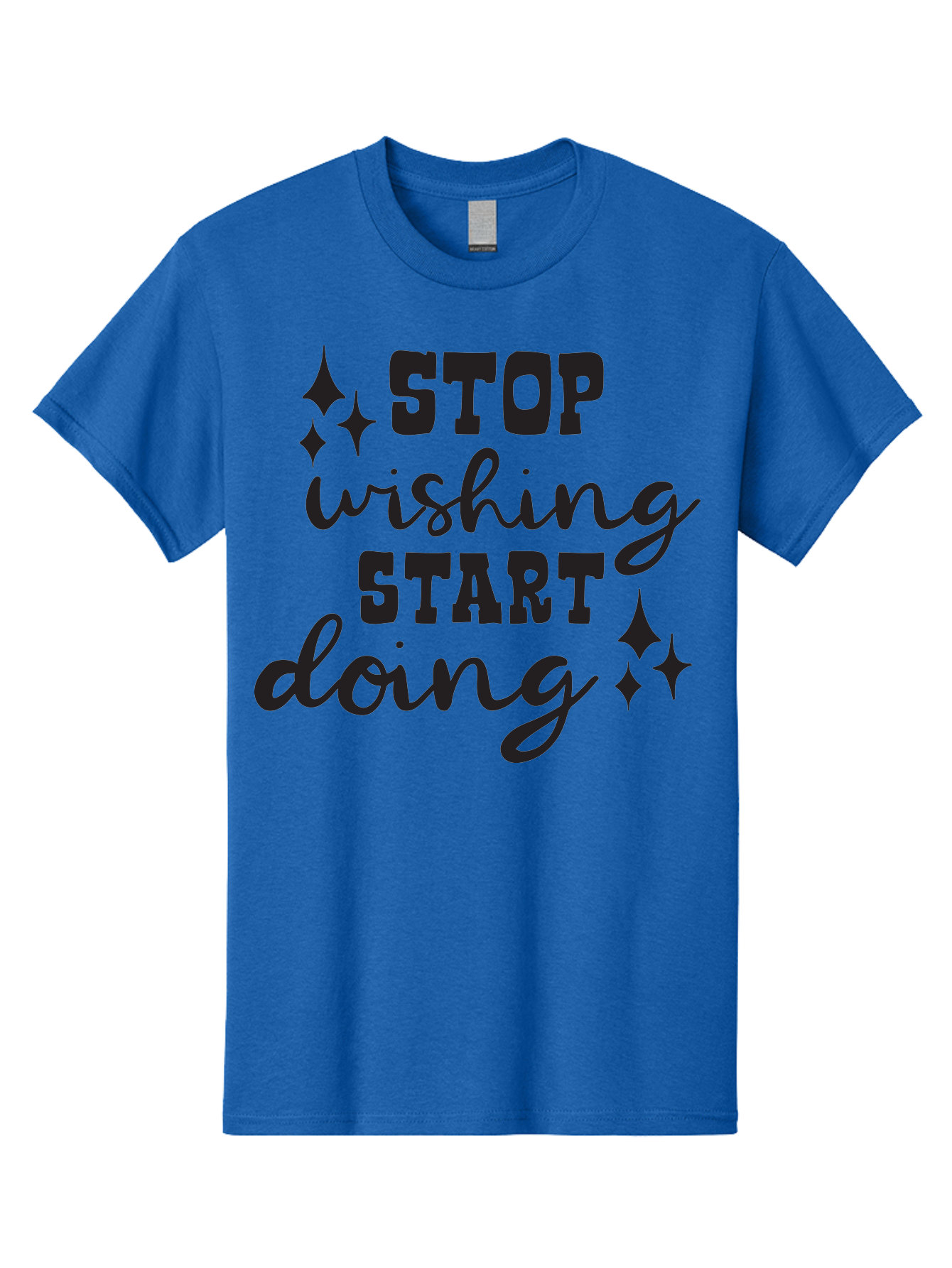 Stop-Wishing-Start-Doing Men'S Graphic Tee, 100% Cotton, Comfortable Casual Summer Wear, Machine Washable, Motivational Quote, Inspiration, Stop Wishing Start Doing, Goal Setting, Productivity Tips, Success Mindset, Positive Affirmation, Aad202