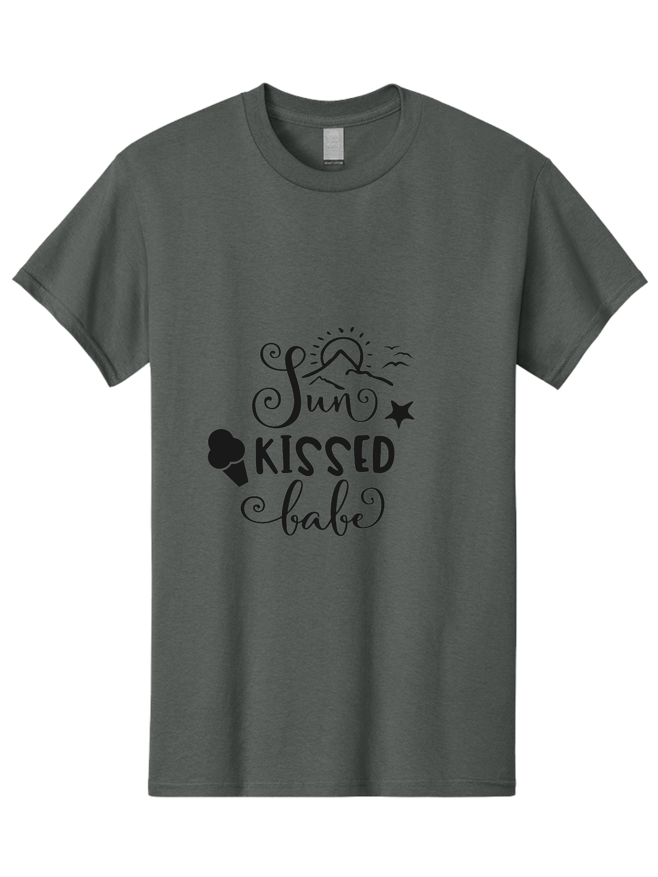 Sun-Kissed-Babe Men'S Graphic Tee, 100% Cotton, Comfortable Casual Summer Wear, Machine Washable, Sun Kissed, Summer Vibes, Ice Cream Design, Whimsical Typography, Star Symbol, Sun Illustration, Babe Quote, Sweet Treats, Sunshine, Aad208