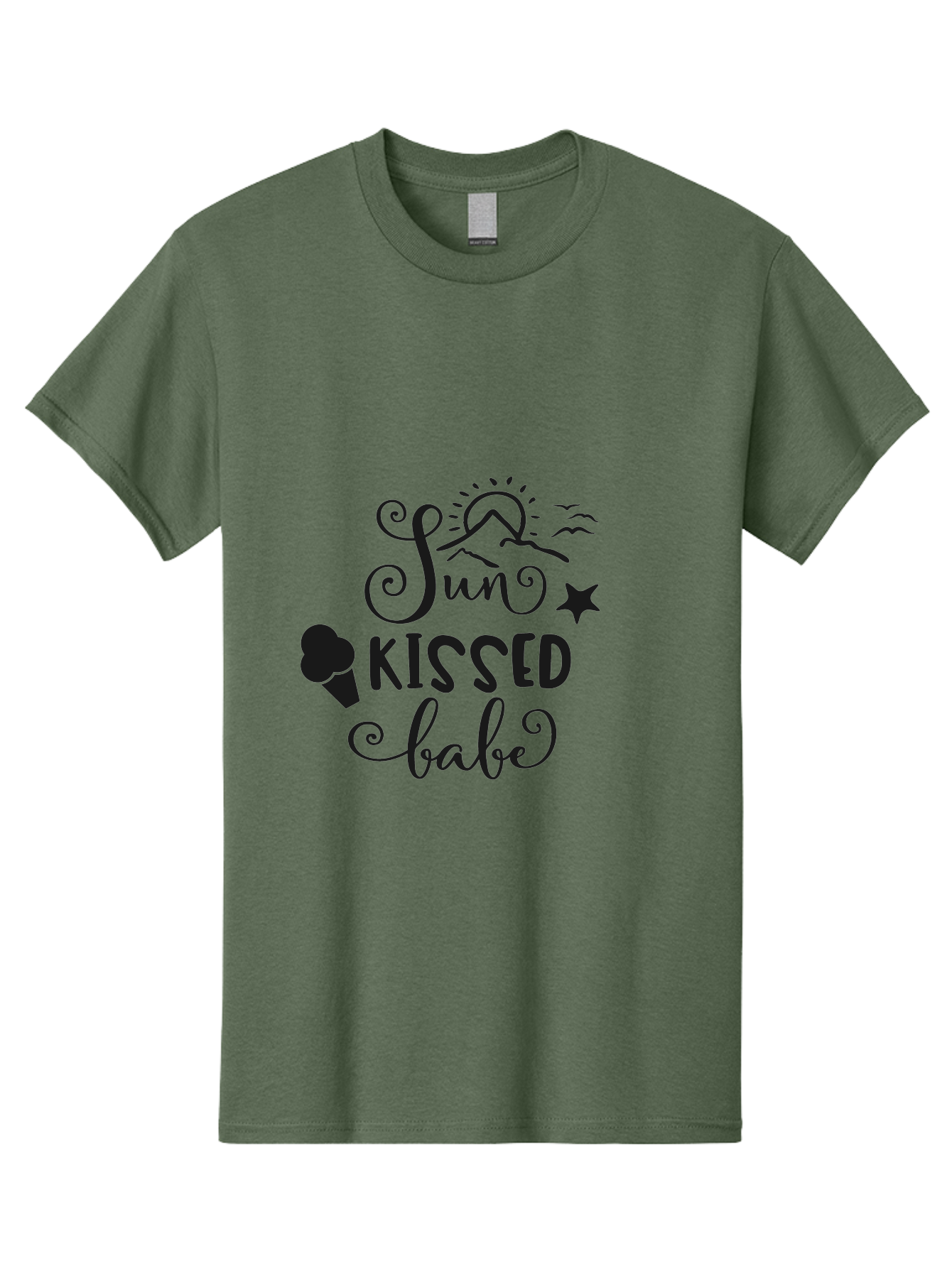 Sun-Kissed-Babe Men'S Graphic Tee, 100% Cotton, Comfortable Casual Summer Wear, Machine Washable, Sun Kissed, Summer Vibes, Ice Cream Design, Whimsical Typography, Star Symbol, Sun Illustration, Babe Quote, Sweet Treats, Sunshine, Aad208