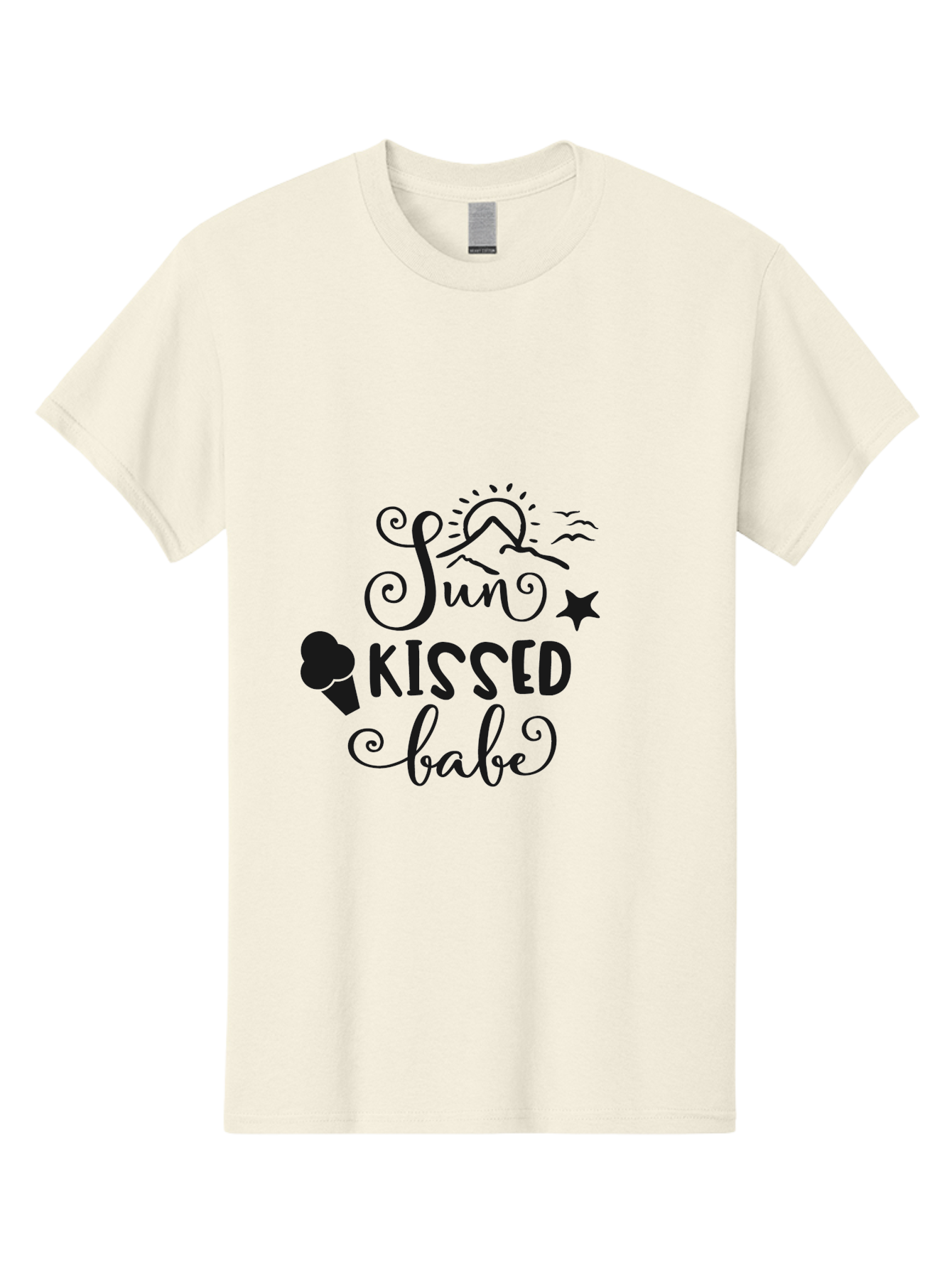 Sun-Kissed-Babe Men'S Graphic Tee, 100% Cotton, Comfortable Casual Summer Wear, Machine Washable, Sun Kissed, Summer Vibes, Ice Cream Design, Whimsical Typography, Star Symbol, Sun Illustration, Babe Quote, Sweet Treats, Sunshine, Aad208