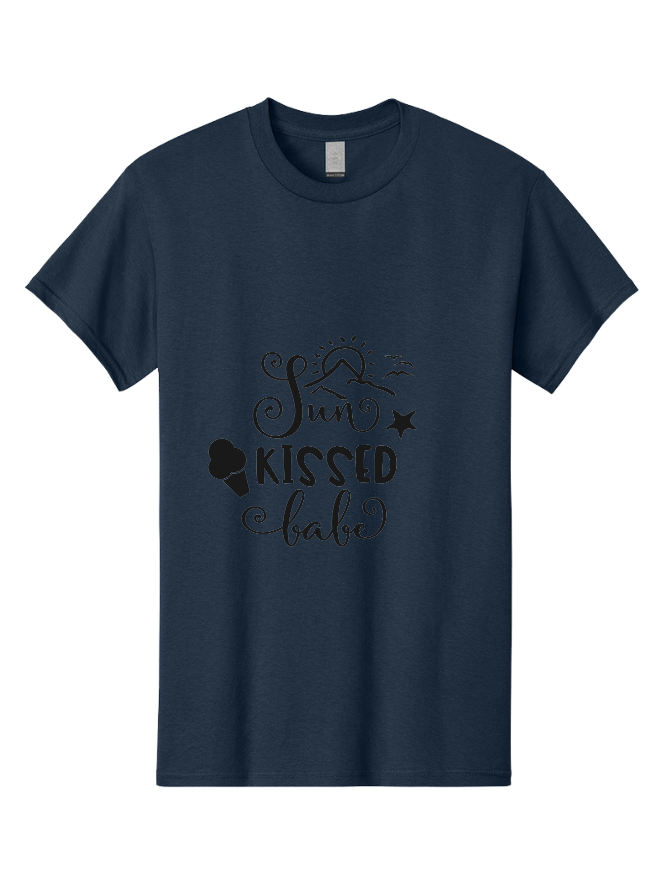 Sun-Kissed-Babe Men'S Graphic Tee, 100% Cotton, Comfortable Casual Summer Wear, Machine Washable, Sun Kissed, Summer Vibes, Ice Cream Design, Whimsical Typography, Star Symbol, Sun Illustration, Babe Quote, Sweet Treats, Sunshine, Aad208