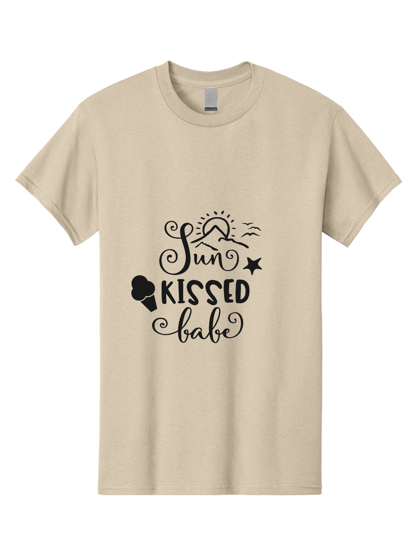 Sun-Kissed-Babe Men'S Graphic Tee, 100% Cotton, Comfortable Casual Summer Wear, Machine Washable, Sun Kissed, Summer Vibes, Ice Cream Design, Whimsical Typography, Star Symbol, Sun Illustration, Babe Quote, Sweet Treats, Sunshine, Aad208