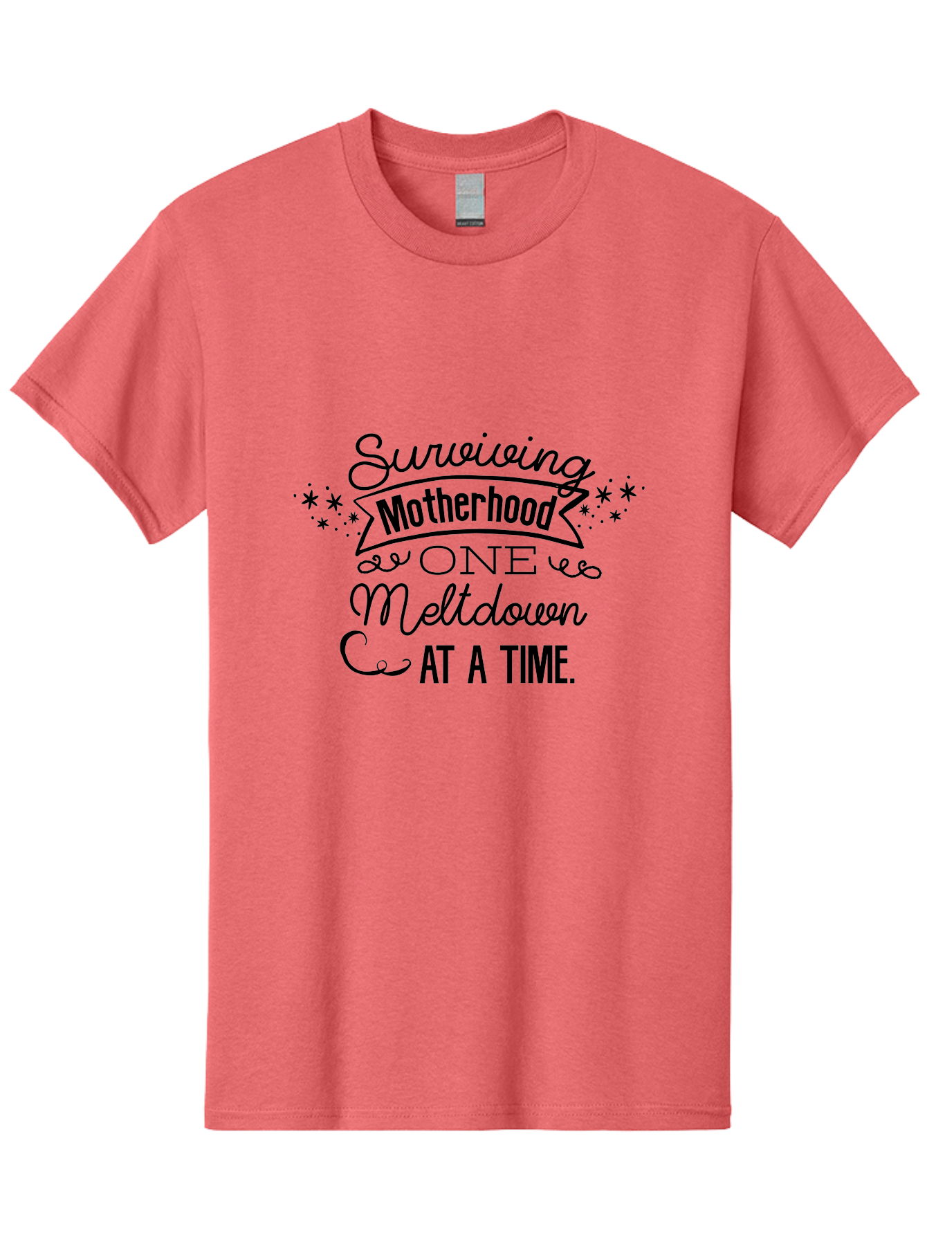 Surviving-Motherhood-One-Meltdown-At-A-Time Men'S Graphic Tee, 100% Cotton, Comfortable Casual Summer Wear, Machine Washable, Motherhood Humor, Parenting Struggles, Funny Quotes, Mom Life, Relatable Moments, Parenting Challenges, Aad212