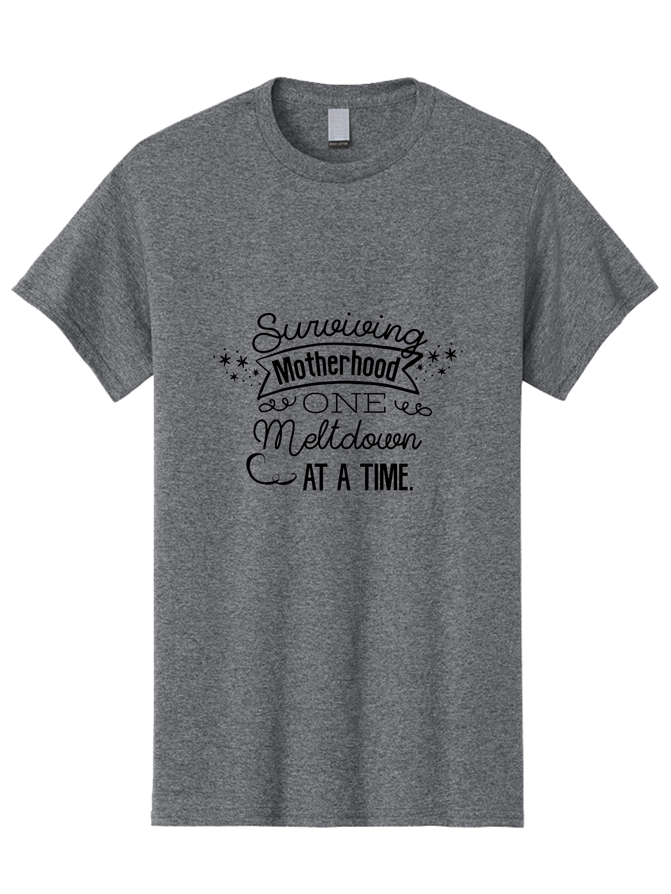 Surviving-Motherhood-One-Meltdown-At-A-Time Men'S Graphic Tee, 100% Cotton, Comfortable Casual Summer Wear, Machine Washable, Motherhood Humor, Parenting Struggles, Funny Quotes, Mom Life, Relatable Moments, Parenting Challenges, Aad212