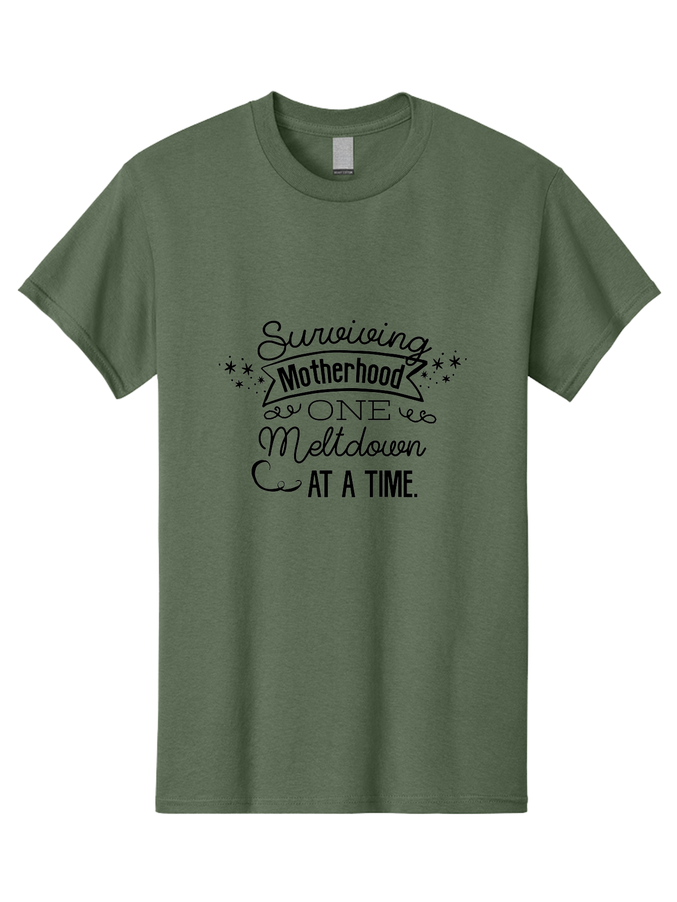 Surviving-Motherhood-One-Meltdown-At-A-Time Men'S Graphic Tee, 100% Cotton, Comfortable Casual Summer Wear, Machine Washable, Motherhood Humor, Parenting Struggles, Funny Quotes, Mom Life, Relatable Moments, Parenting Challenges, Aad212