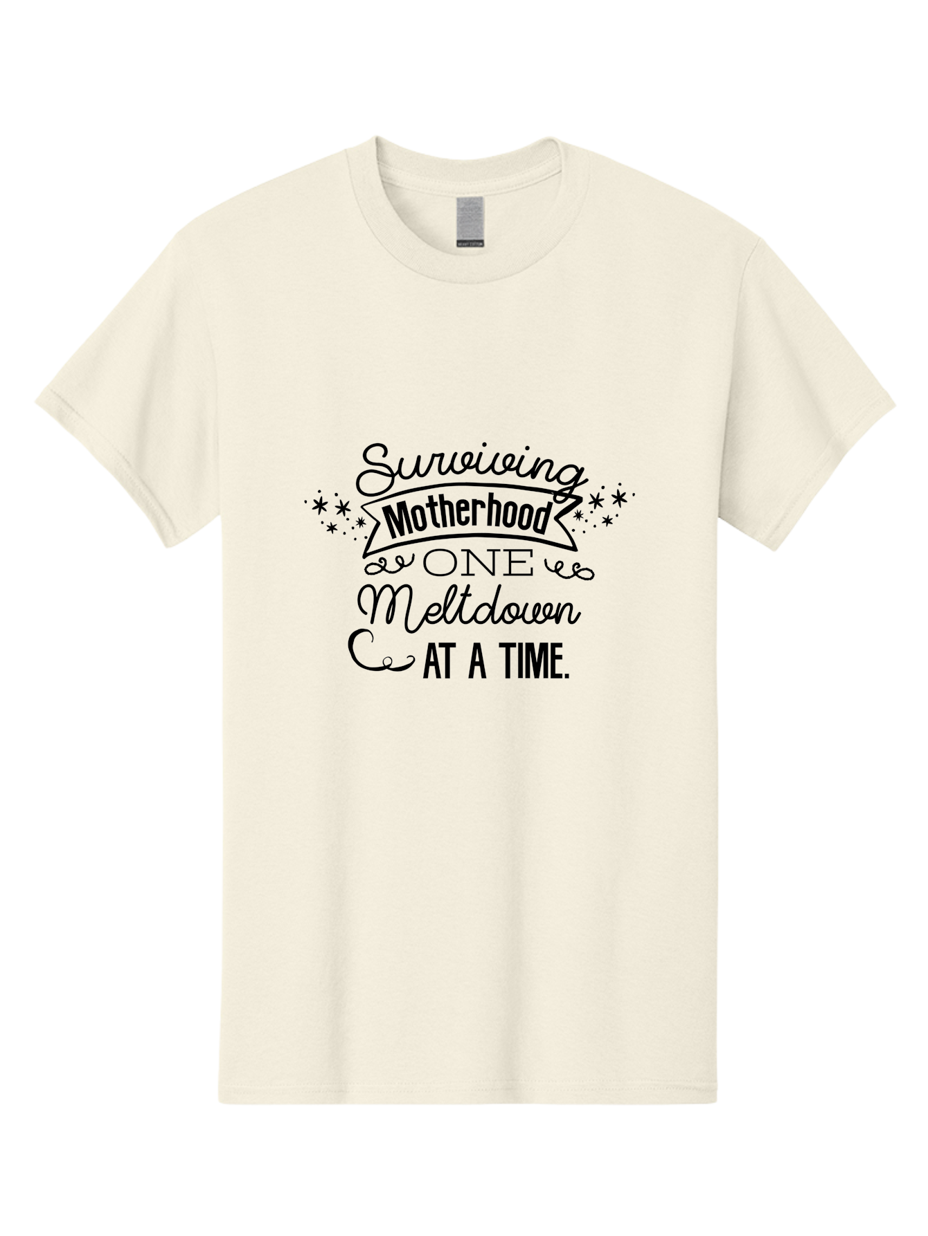 Surviving-Motherhood-One-Meltdown-At-A-Time Men'S Graphic Tee, 100% Cotton, Comfortable Casual Summer Wear, Machine Washable, Motherhood Humor, Parenting Struggles, Funny Quotes, Mom Life, Relatable Moments, Parenting Challenges, Aad212