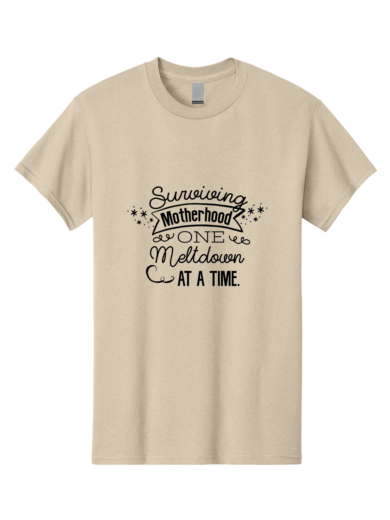 Surviving-Motherhood-One-Meltdown-At-A-Time Men'S Graphic Tee, 100% Cotton, Comfortable Casual Summer Wear, Machine Washable, Motherhood Humor, Parenting Struggles, Funny Quotes, Mom Life, Relatable Moments, Parenting Challenges, Aad212