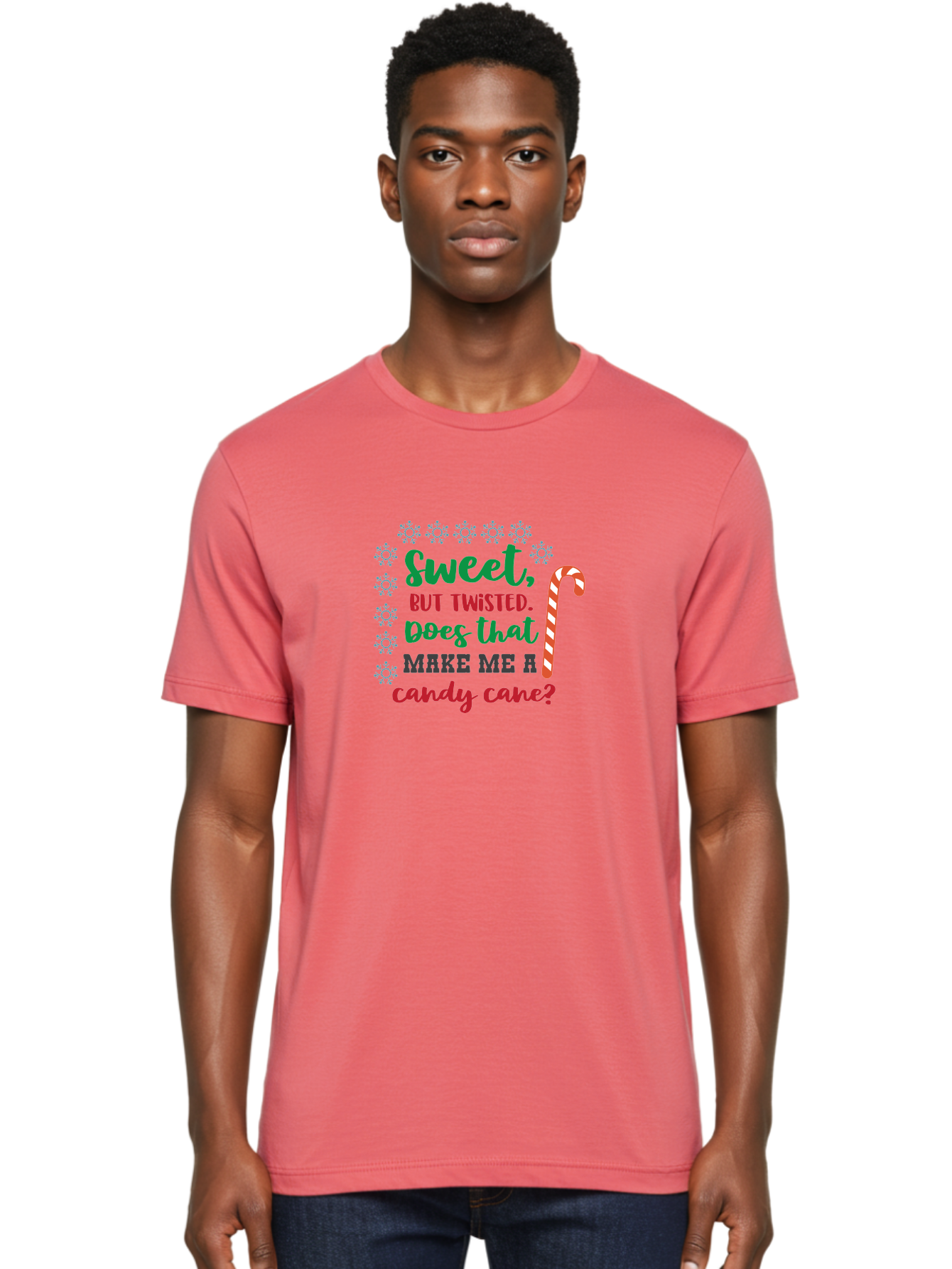 Sweet-But-Twisted Men'S Graphic Tee, 100% Cotton, Comfortable Casual Summer Wear, Machine Washable, Funny Candy Cane Quote, Sweet Treats, Christmas Candy, Candy Cane Humor, Holiday Humor, Christmas Puns, Festive Quotes Aad215