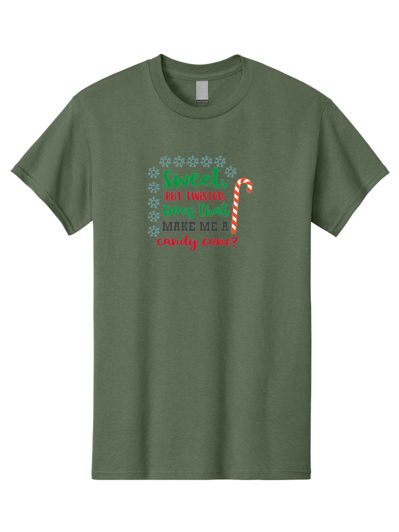 Sweet-But-Twisted Men'S Graphic Tee, 100% Cotton, Comfortable Casual Summer Wear, Machine Washable, Funny Candy Cane Quote, Sweet Treats, Christmas Candy, Candy Cane Humor, Holiday Humor, Christmas Puns, Festive Quotes Aad215