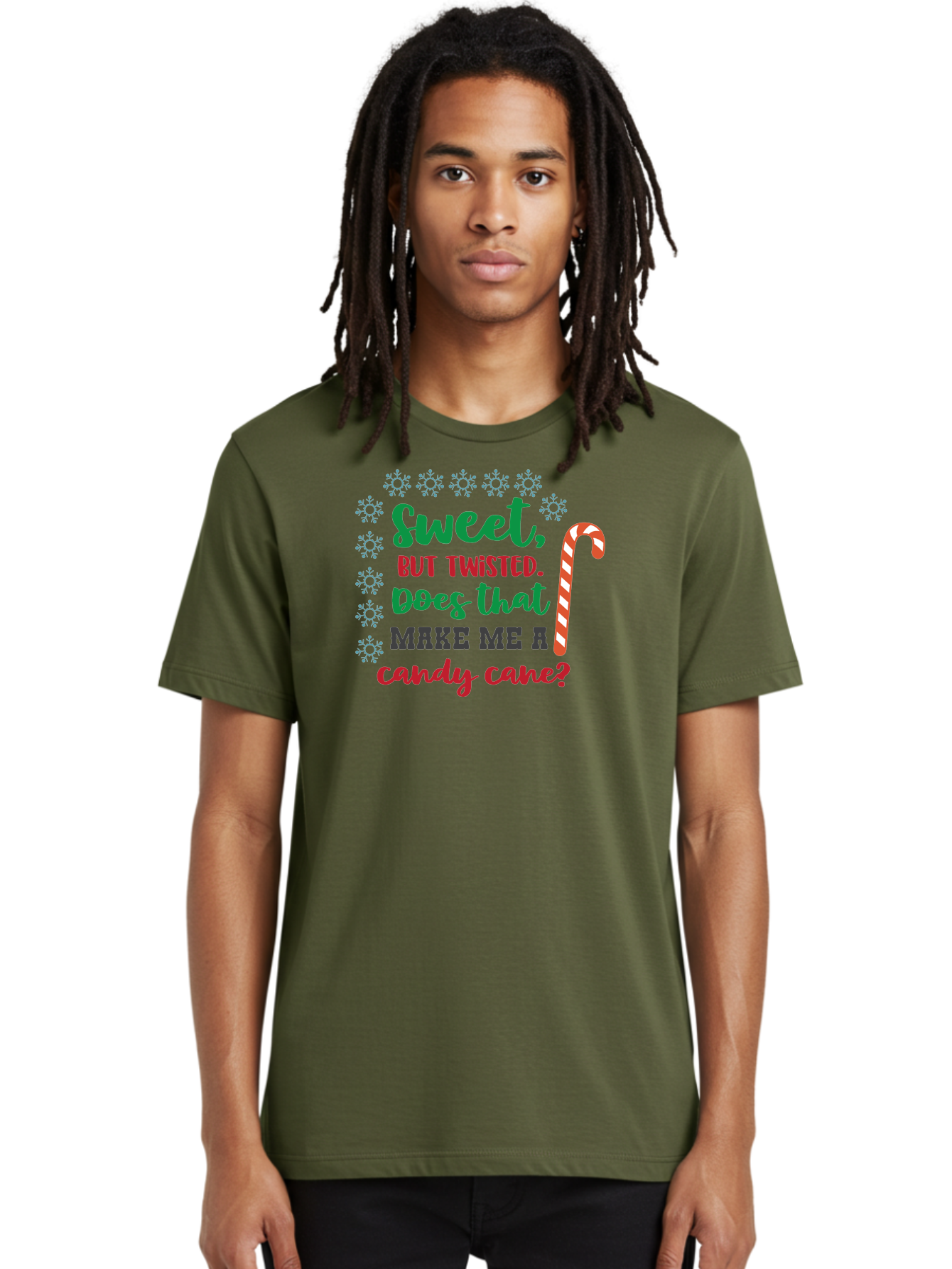 Sweet-But-Twisted Men'S Graphic Tee, 100% Cotton, Comfortable Casual Summer Wear, Machine Washable, Funny Candy Cane Quote, Sweet Treats, Christmas Candy, Candy Cane Humor, Holiday Humor, Christmas Puns, Festive Quotes Aad215