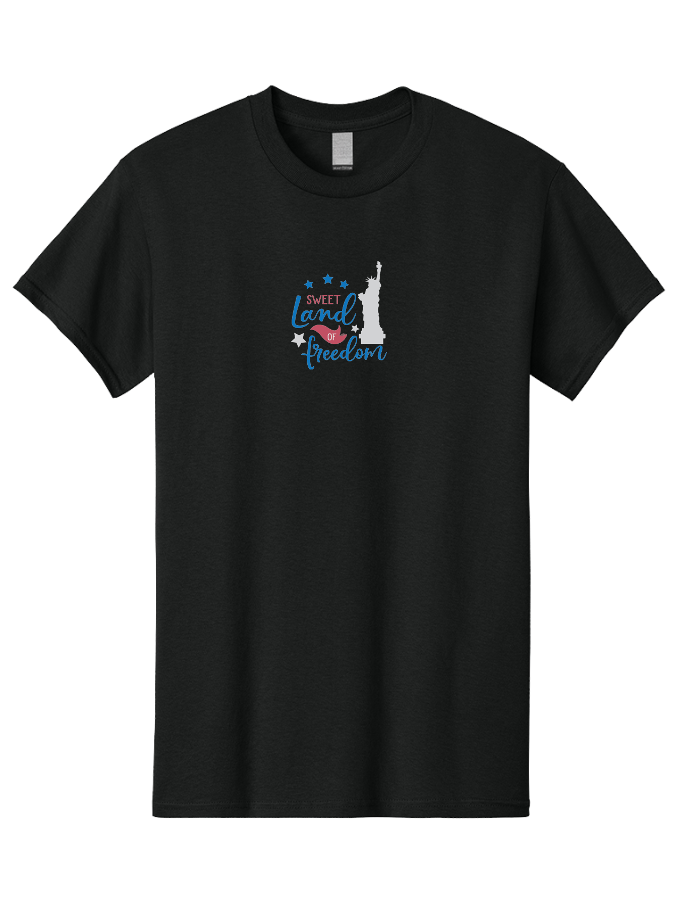 Sweet-Land-Of-Freedom Men'S Graphic Tee, 100% Cotton, Comfortable Casual Summer Wear, Machine Washable, Statue Of Liberty, Stars, Liberty Symbol, Usa, Statue Of Liberty, Freedom, 'Sweet Land Of Freedom', Patriotic Design, Inspirational Quote Aad216