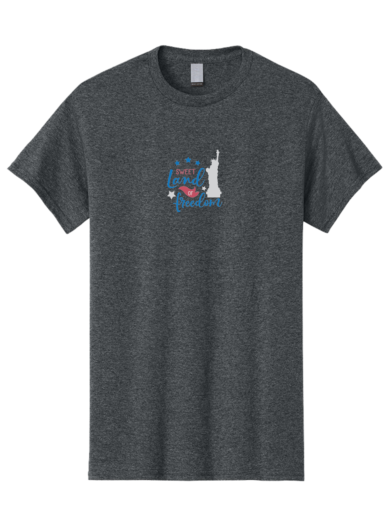 Sweet-Land-Of-Freedom Men'S Graphic Tee, 100% Cotton, Comfortable Casual Summer Wear, Machine Washable, Statue Of Liberty, Stars, Liberty Symbol, Usa, Statue Of Liberty, Freedom, 'Sweet Land Of Freedom', Patriotic Design, Inspirational Quote Aad216