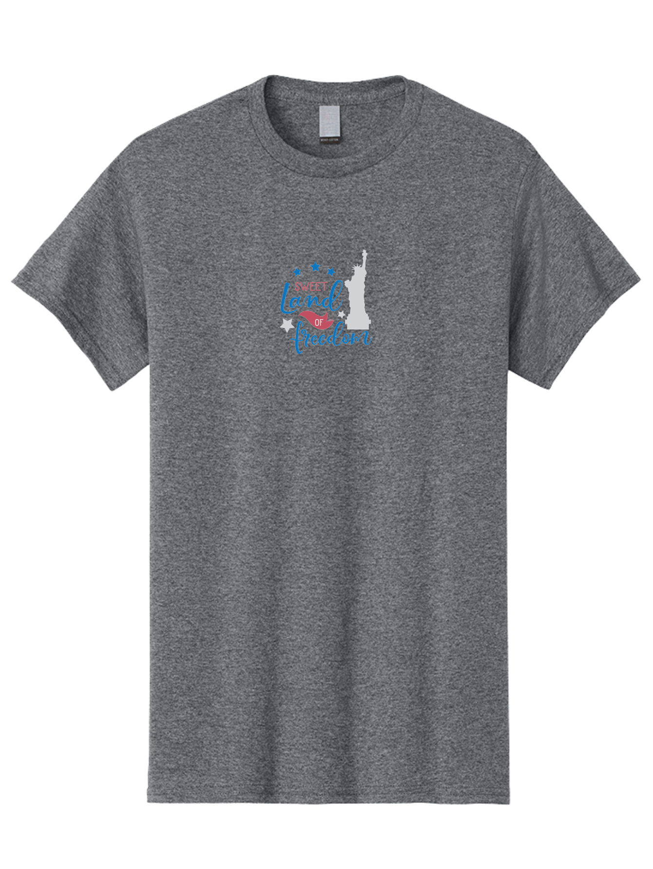 Sweet-Land-Of-Freedom Men'S Graphic Tee, 100% Cotton, Comfortable Casual Summer Wear, Machine Washable, Statue Of Liberty, Stars, Liberty Symbol, Usa, Statue Of Liberty, Freedom, 'Sweet Land Of Freedom', Patriotic Design, Inspirational Quote Aad216