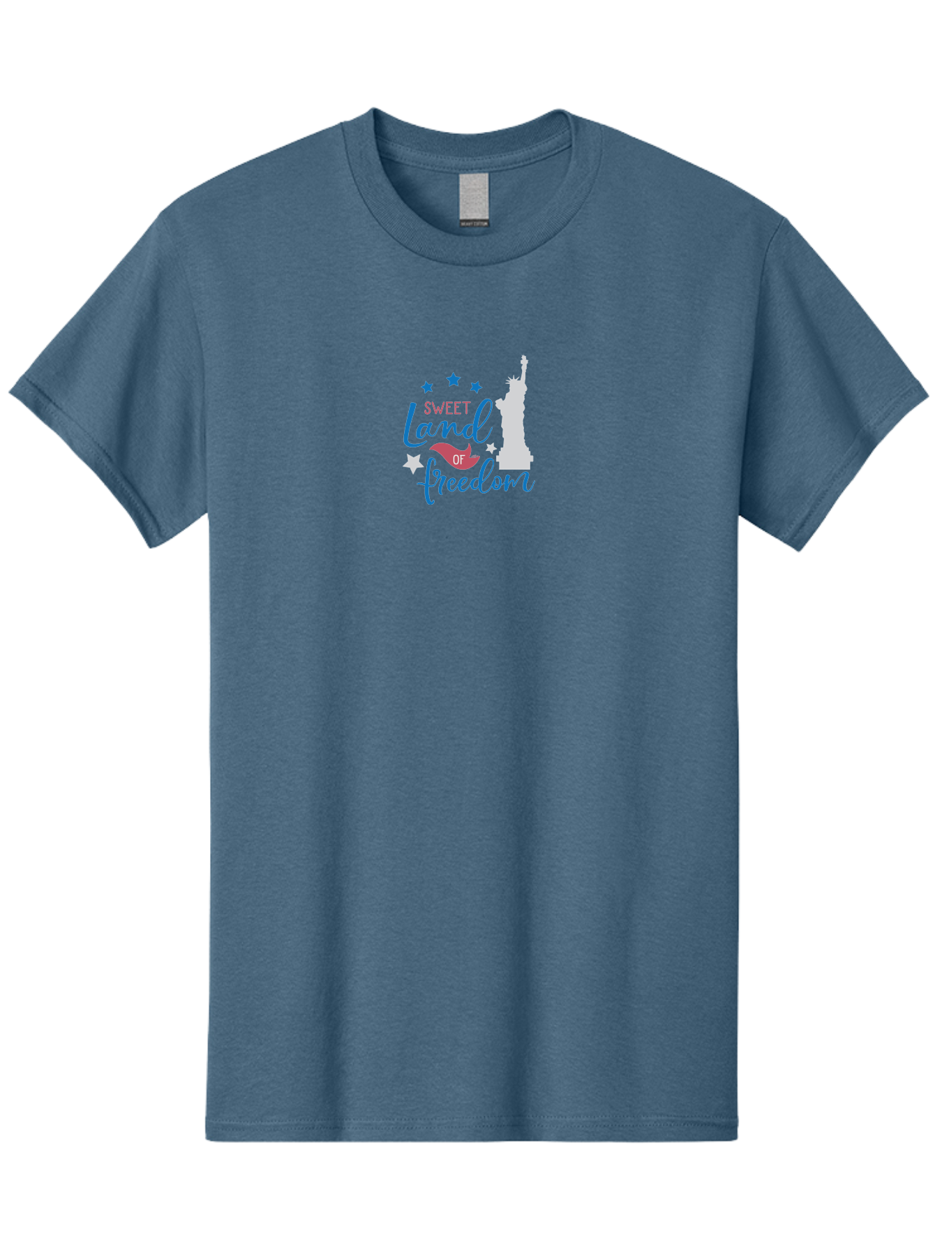 Sweet-Land-Of-Freedom Men'S Graphic Tee, 100% Cotton, Comfortable Casual Summer Wear, Machine Washable, Statue Of Liberty, Stars, Liberty Symbol, Usa, Statue Of Liberty, Freedom, 'Sweet Land Of Freedom', Patriotic Design, Inspirational Quote Aad216