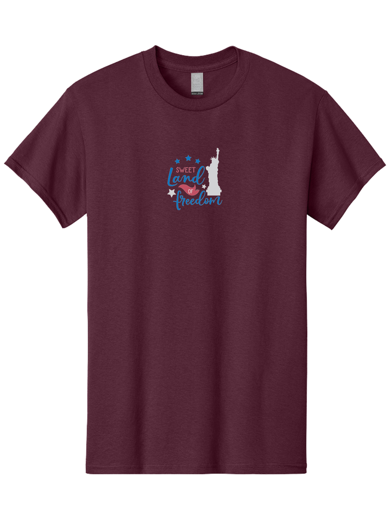 Sweet-Land-Of-Freedom Men'S Graphic Tee, 100% Cotton, Comfortable Casual Summer Wear, Machine Washable, Statue Of Liberty, Stars, Liberty Symbol, Usa, Statue Of Liberty, Freedom, 'Sweet Land Of Freedom', Patriotic Design, Inspirational Quote Aad216
