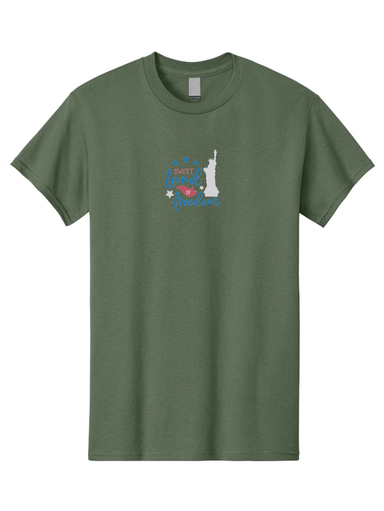 Sweet-Land-Of-Freedom Men'S Graphic Tee, 100% Cotton, Comfortable Casual Summer Wear, Machine Washable, Statue Of Liberty, Stars, Liberty Symbol, Usa, Statue Of Liberty, Freedom, 'Sweet Land Of Freedom', Patriotic Design, Inspirational Quote Aad216