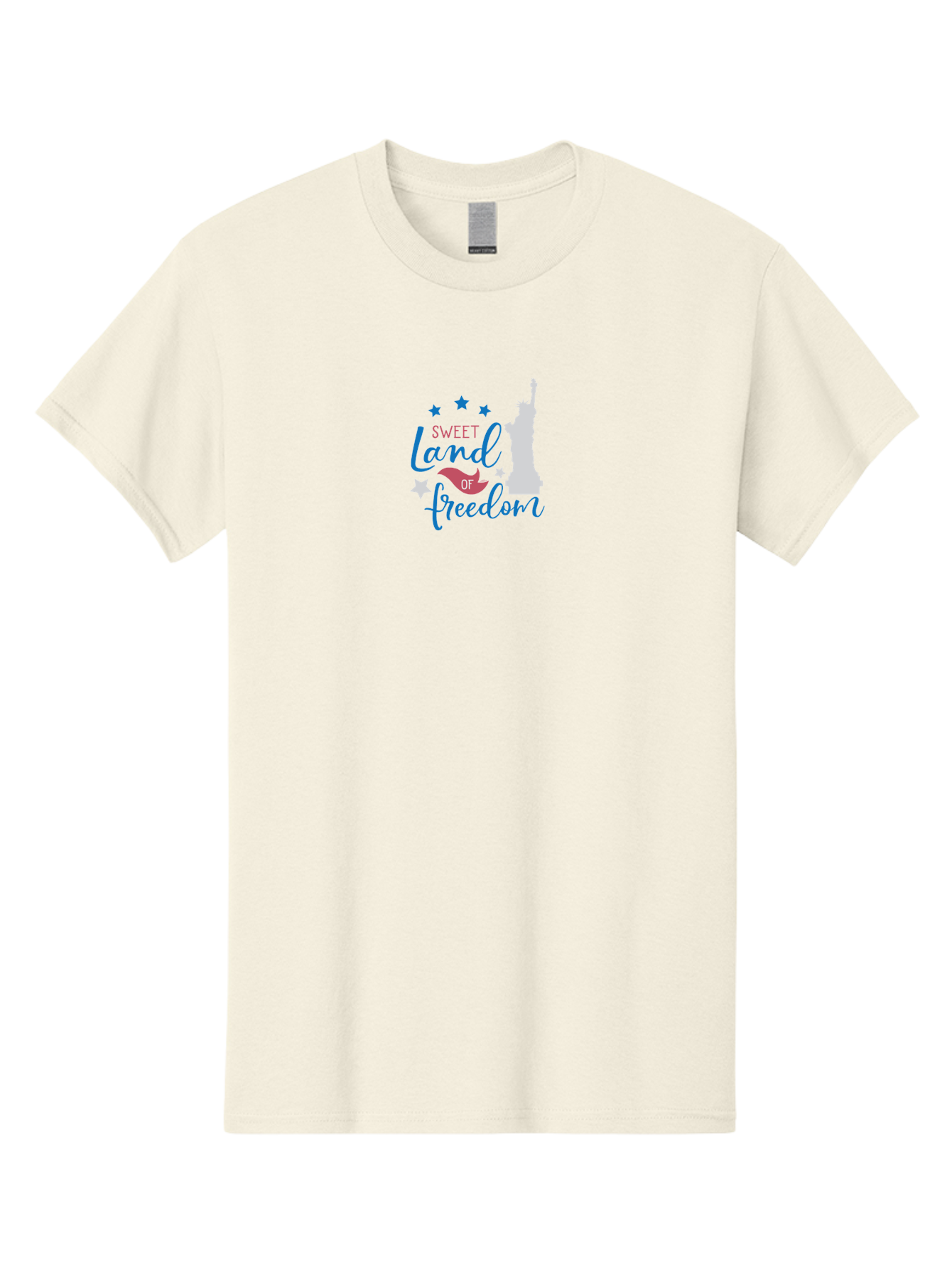 Sweet-Land-Of-Freedom Men'S Graphic Tee, 100% Cotton, Comfortable Casual Summer Wear, Machine Washable, Statue Of Liberty, Stars, Liberty Symbol, Usa, Statue Of Liberty, Freedom, 'Sweet Land Of Freedom', Patriotic Design, Inspirational Quote Aad216