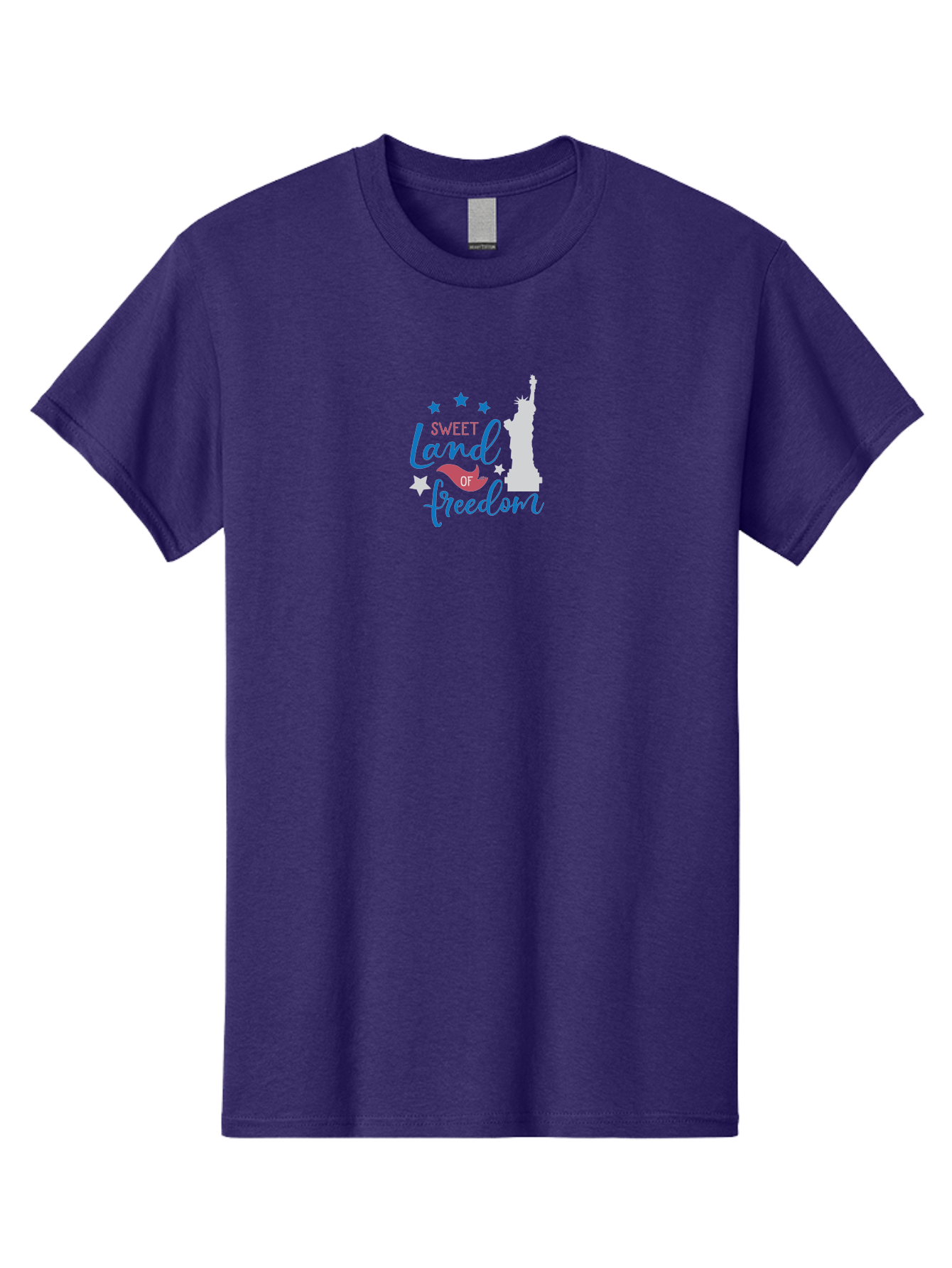 Sweet-Land-Of-Freedom Men'S Graphic Tee, 100% Cotton, Comfortable Casual Summer Wear, Machine Washable, Statue Of Liberty, Stars, Liberty Symbol, Usa, Statue Of Liberty, Freedom, 'Sweet Land Of Freedom', Patriotic Design, Inspirational Quote Aad216