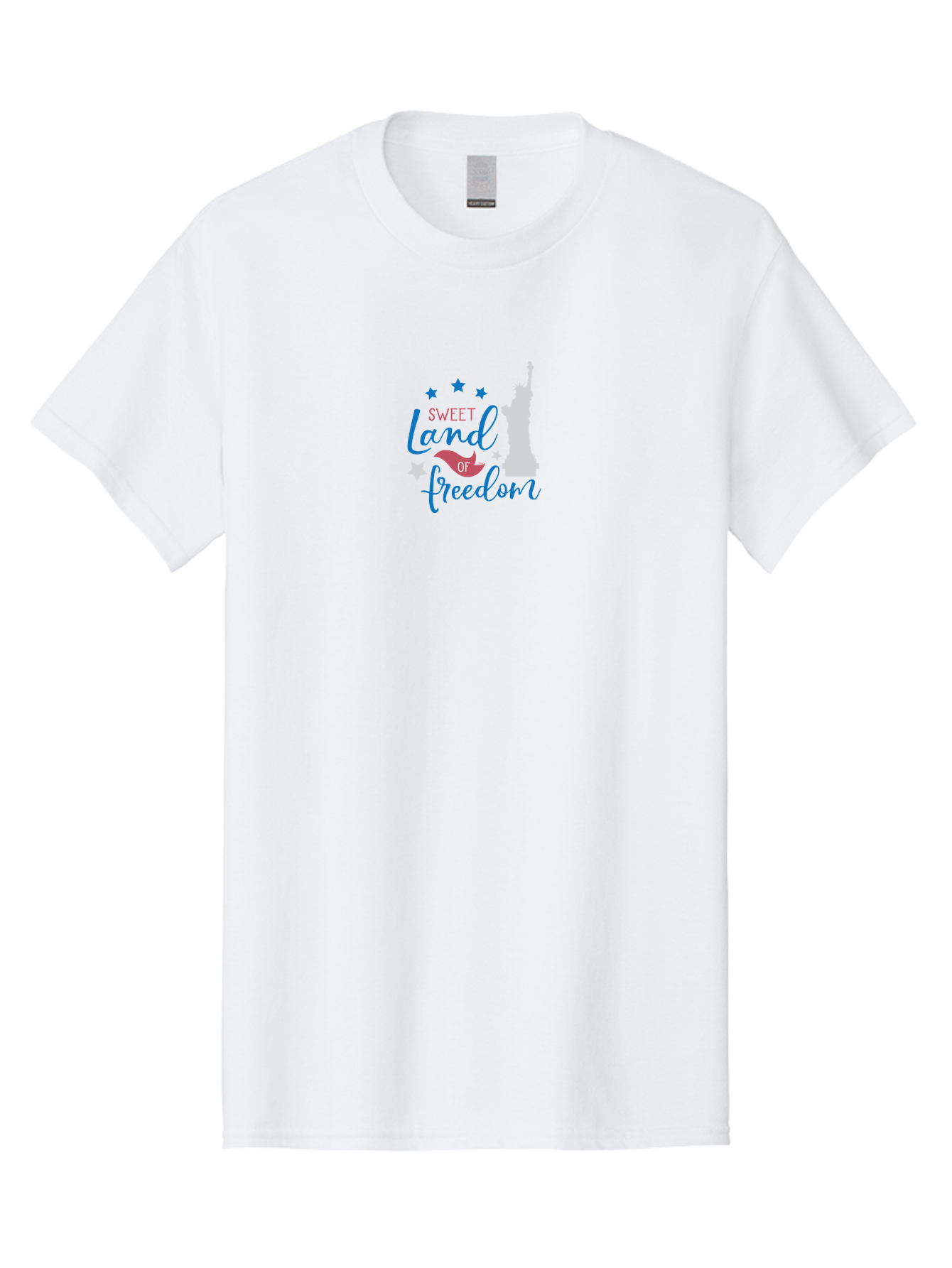 Sweet-Land-Of-Freedom Men'S Graphic Tee, 100% Cotton, Comfortable Casual Summer Wear, Machine Washable, Statue Of Liberty, Stars, Liberty Symbol, Usa, Statue Of Liberty, Freedom, 'Sweet Land Of Freedom', Patriotic Design, Inspirational Quote Aad216