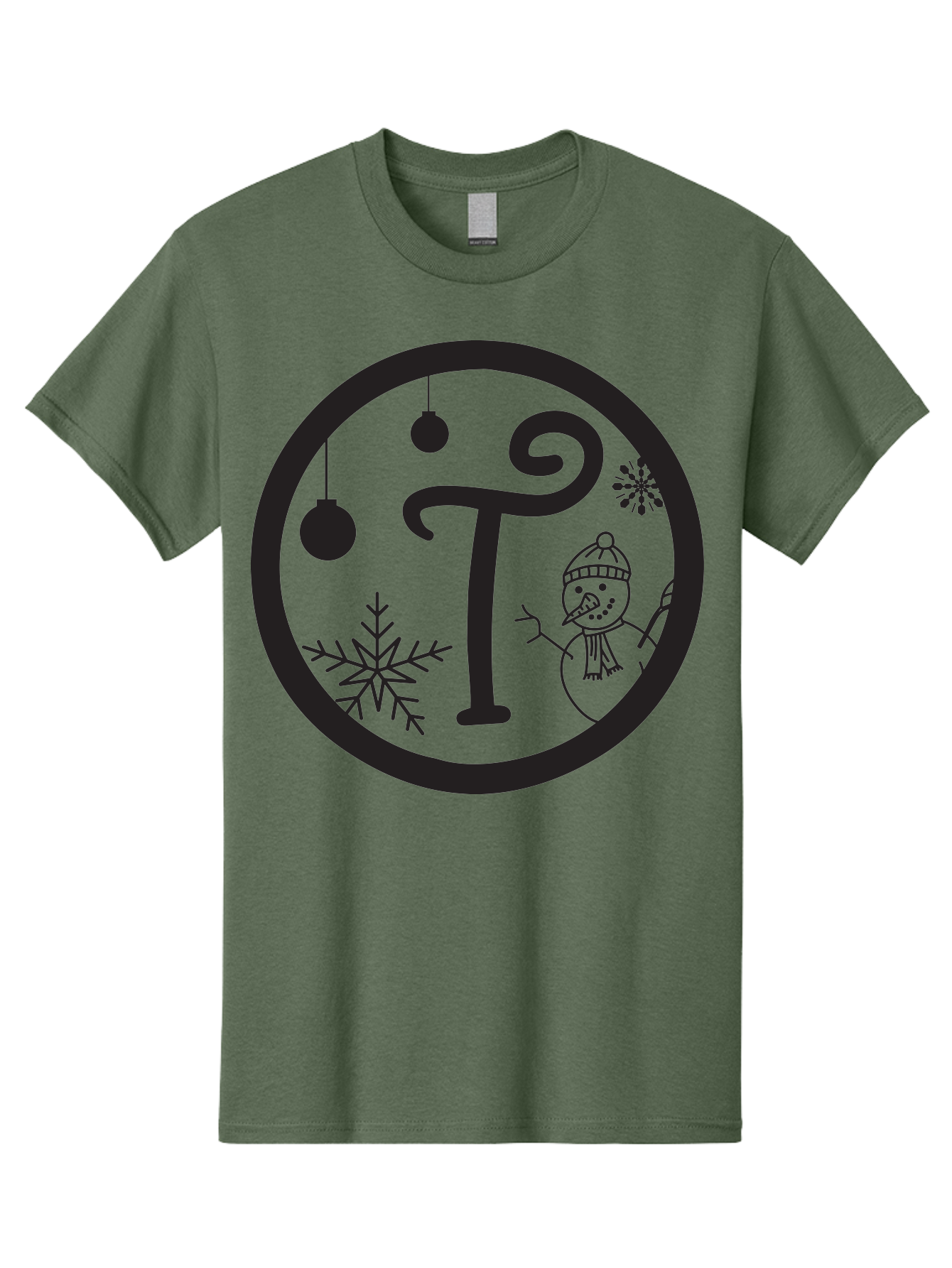 T-Snowman Men'S Graphic Tee, 100% Cotton, Comfortable Casual Summer Wear, Machine Washable, Snowman Waving, Christmas Ornaments, Snowflakes, Winter Wonderland, Holiday Decorations, Festive Theme, Minimalist Design, Cute Snowman Character Aad219