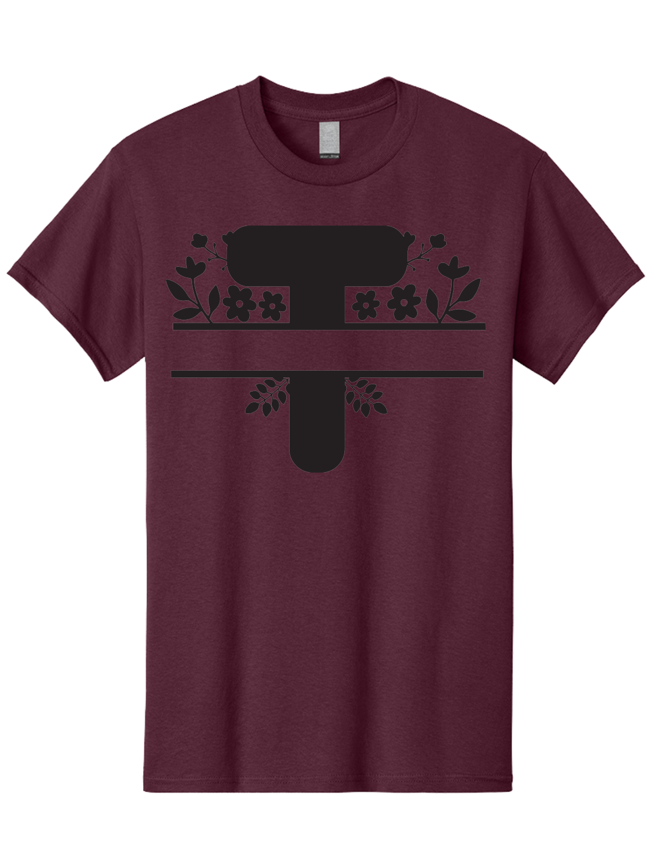 T Men'S Graphic Tee, 100% Cotton, Comfortable Casual Summer Wear, Machine Washable, Stylized Letter T, Floral Design, Black Silhouette, Leafy Accents, Flowers, Logo Concept, Typography, Elegant Graphics, Modern Design, Symbolic Representation Aad220