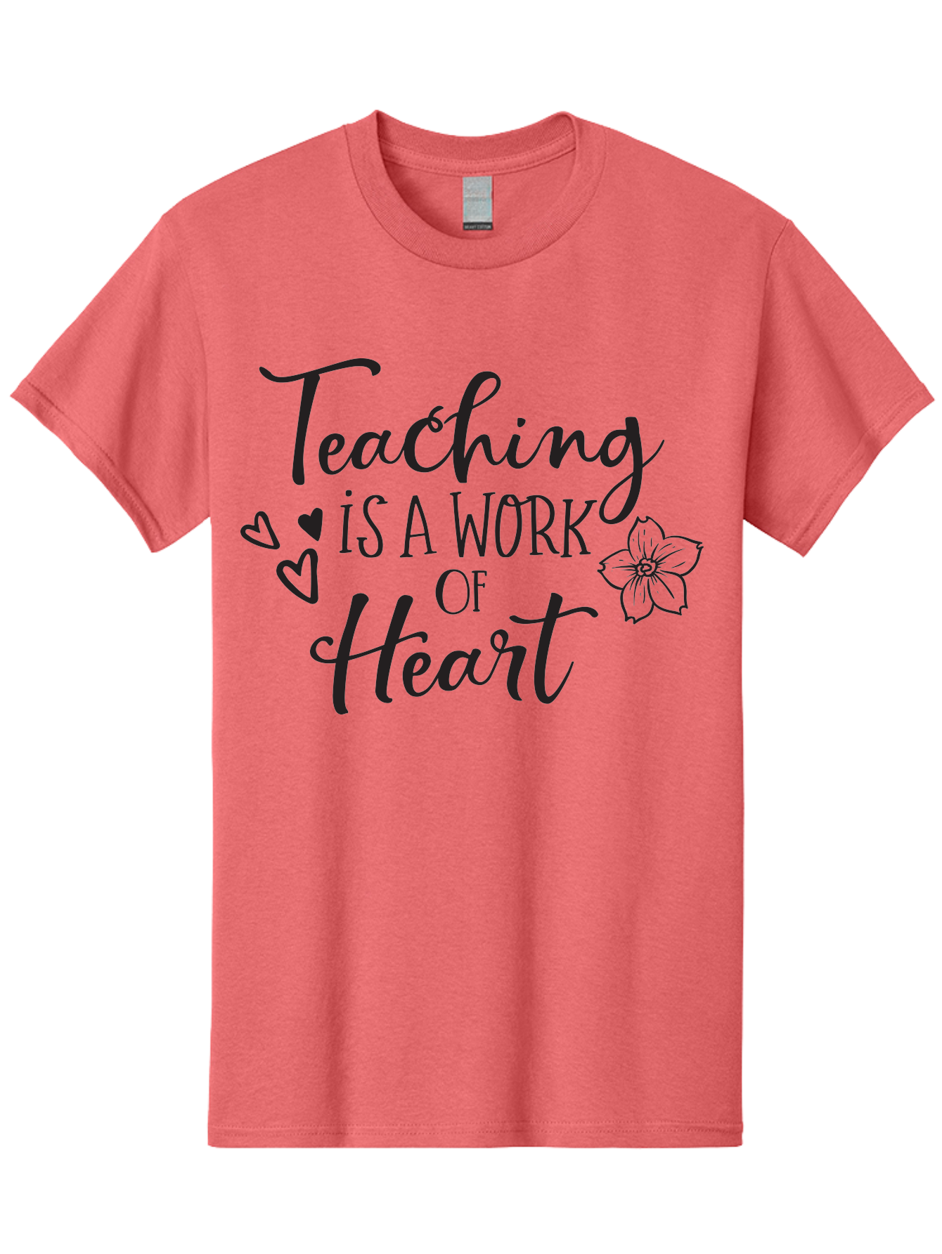 Teaching-Is-A-Work-Of-Heart Men'S Graphic Tee, 100% Cotton, Comfortable Casual Summer Wear, Machine Washable, Inspirational Quote, Teaching Profession, Heartfelt Dedication, Teacher Appreciation, Motivational Phrase, Educational Quotes, Aad223