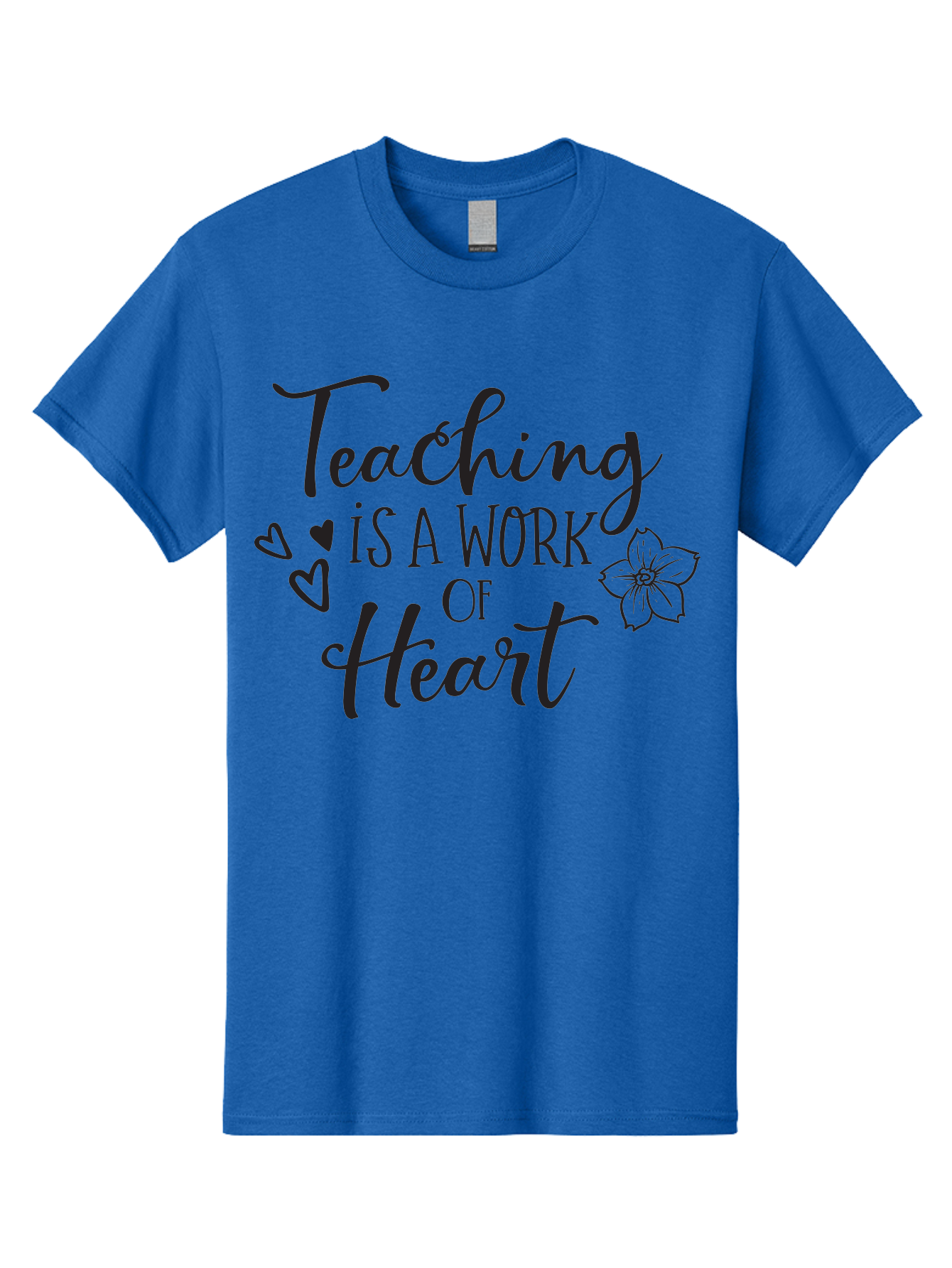 Teaching-Is-A-Work-Of-Heart Men'S Graphic Tee, 100% Cotton, Comfortable Casual Summer Wear, Machine Washable, Inspirational Quote, Teaching Profession, Heartfelt Dedication, Teacher Appreciation, Motivational Phrase, Educational Quotes, Aad223